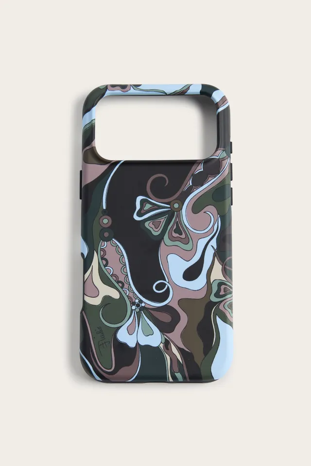 Emilio Pucci coque iPhone 17 Pro Orchidee kaki bleu