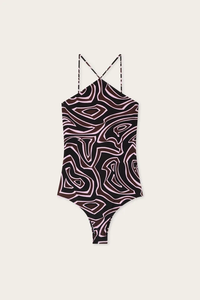 Emilio Pucci Labirinto maillot 1 pièce kaki rose lycra