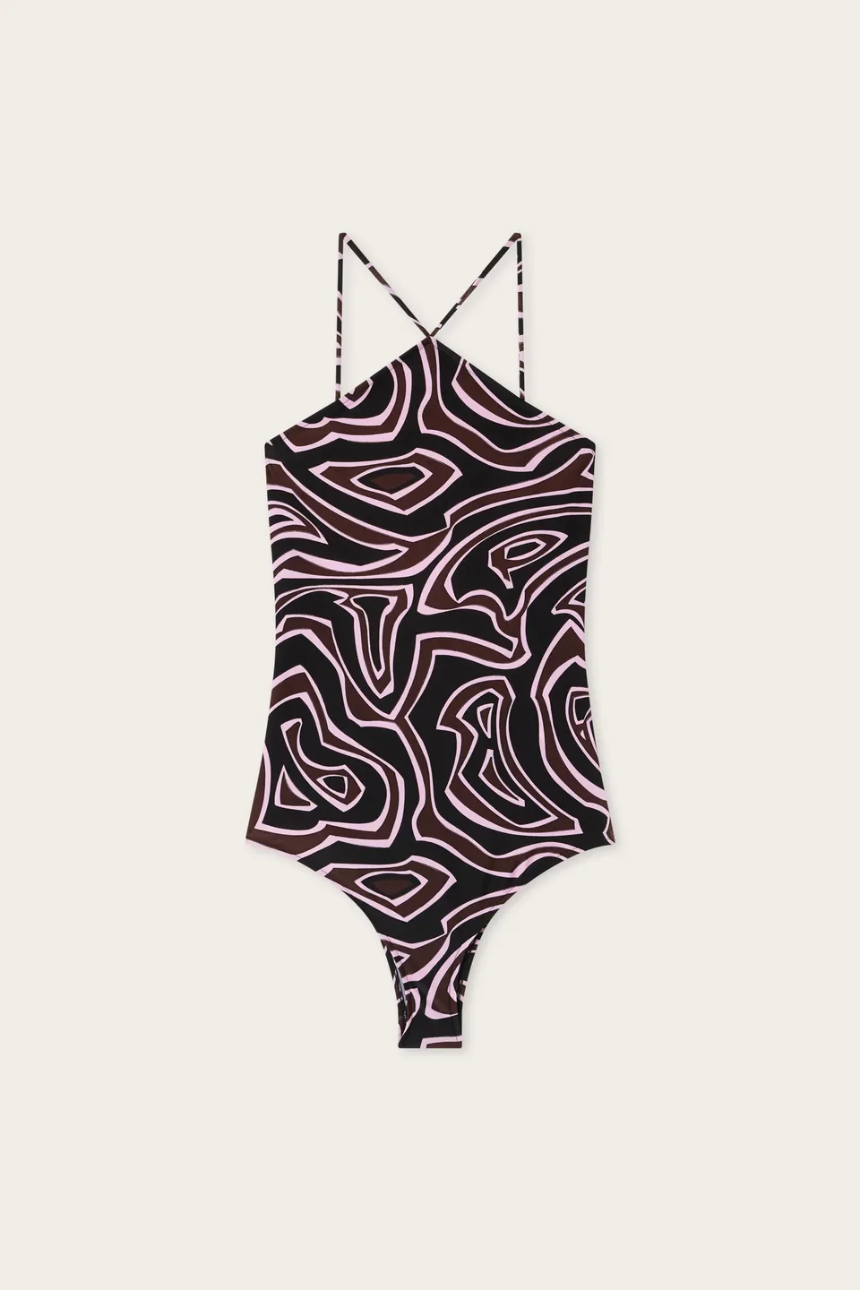 Emilio Pucci Labirinto maillot 1 pièce kaki rose lycra