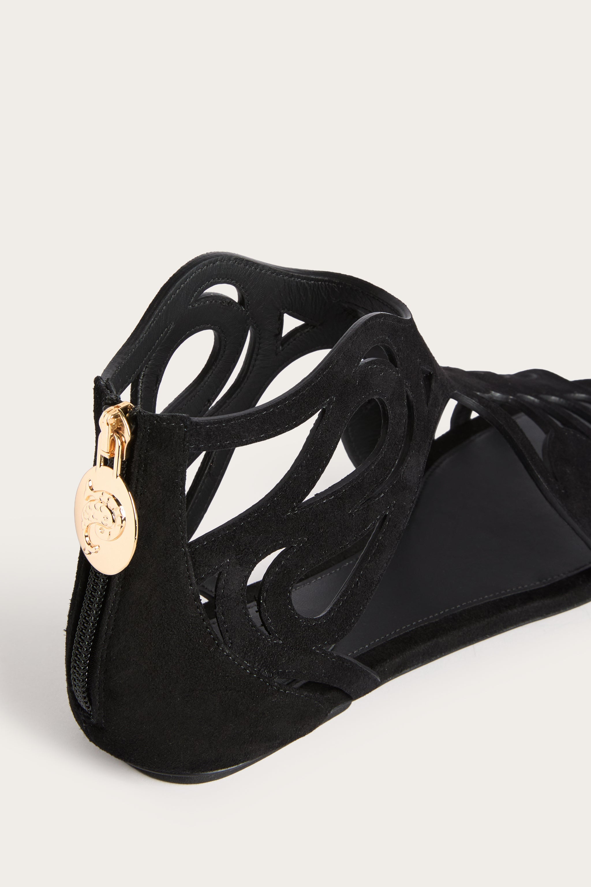 Emilio Pucci Gladiatore Sandales Plates Noir Daim