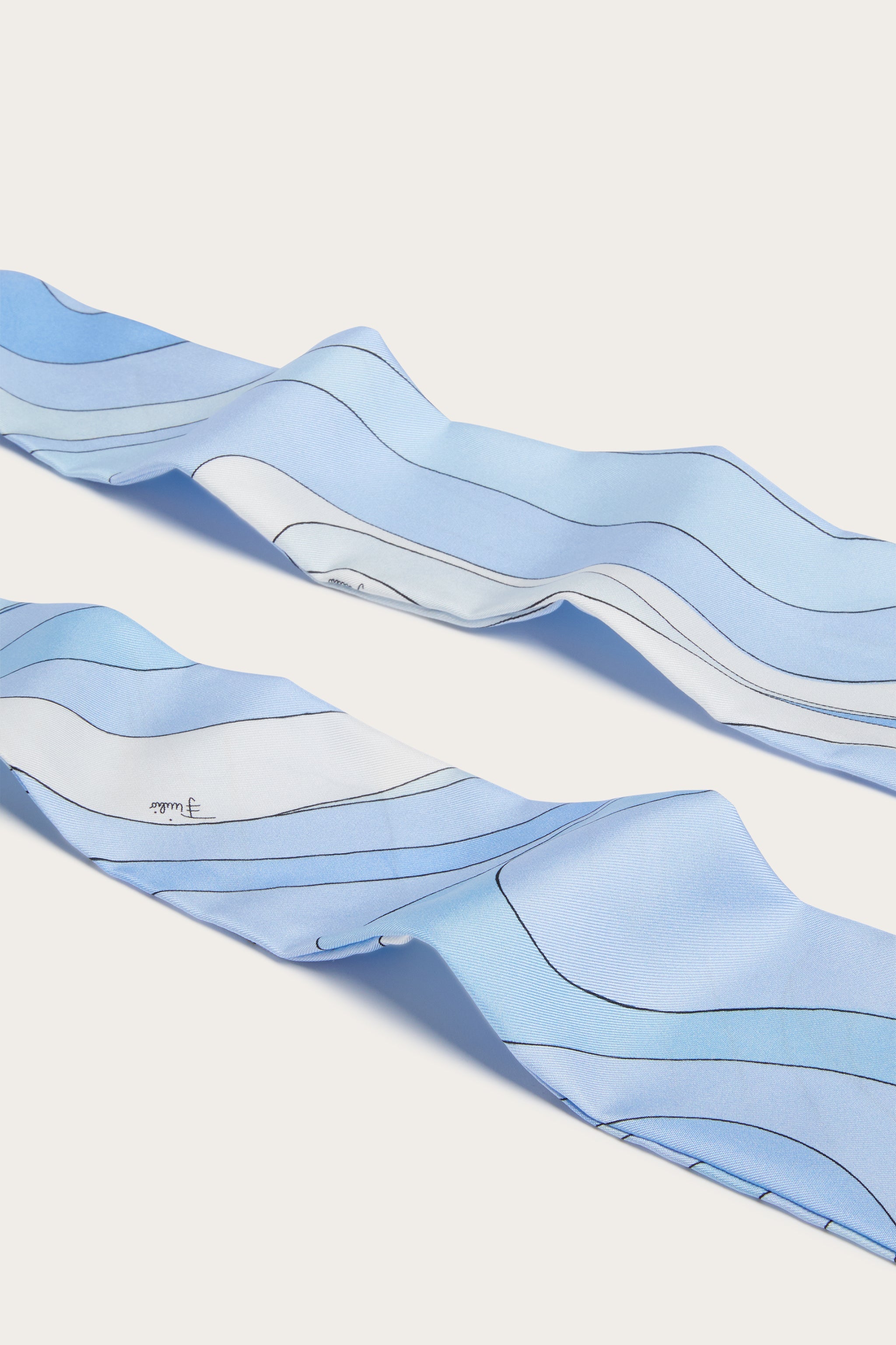 Emilio Pucci chapeau bandana soie bleu imprimé marbre