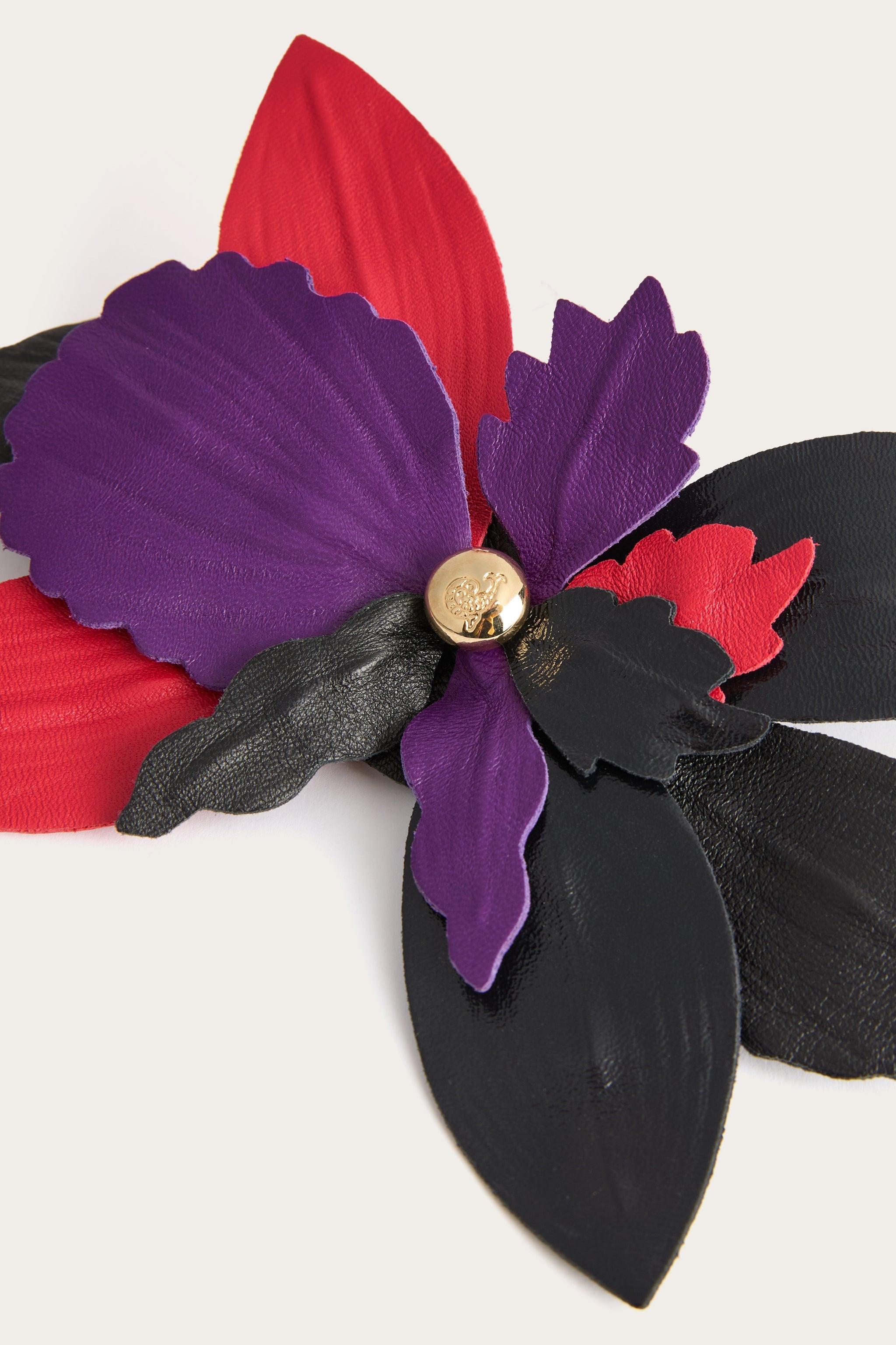 Emilio Pucci Jewellery broche fleur cuir multicolor doré