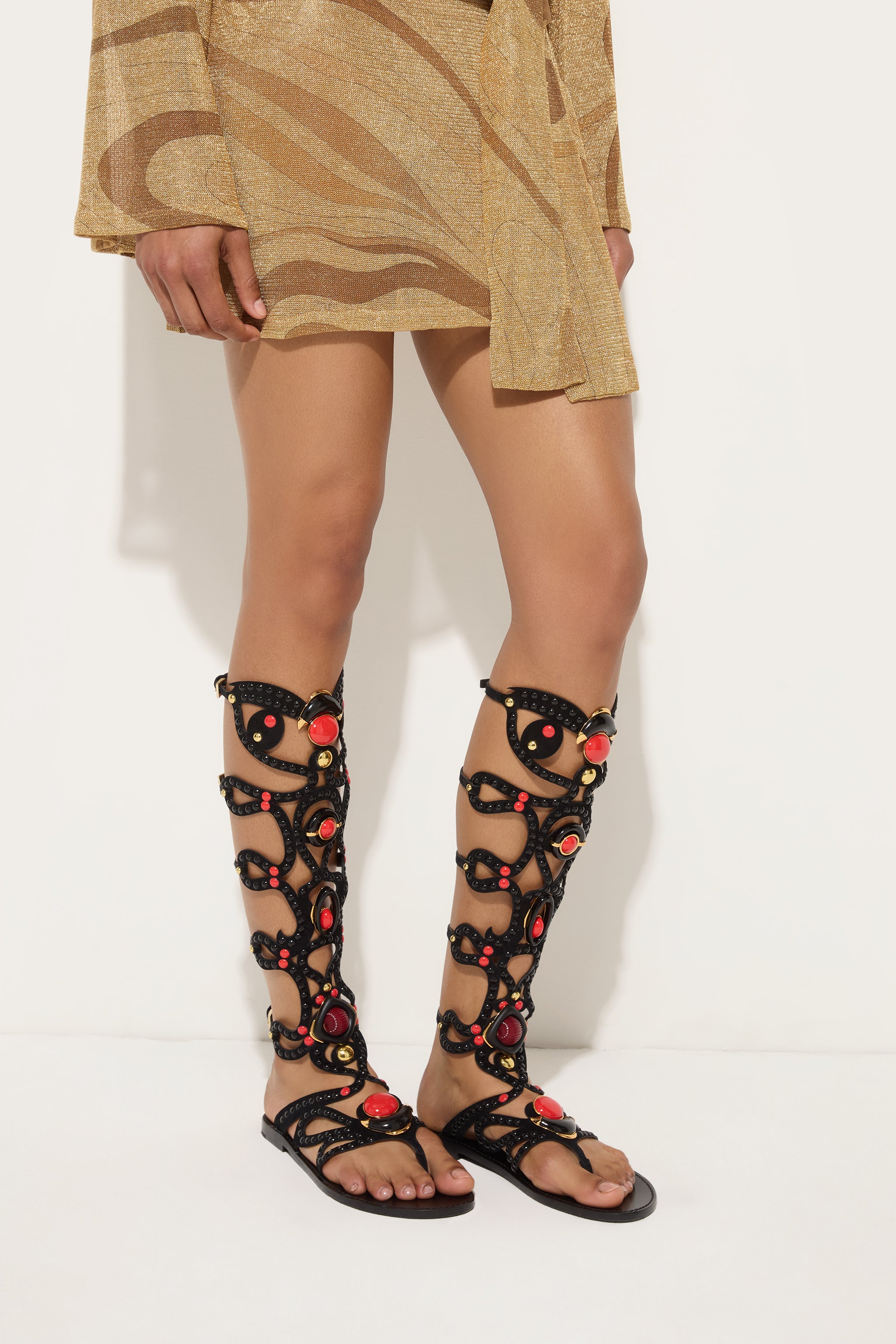 Emilio Pucci Sandales gladiateur cuir noir 38
