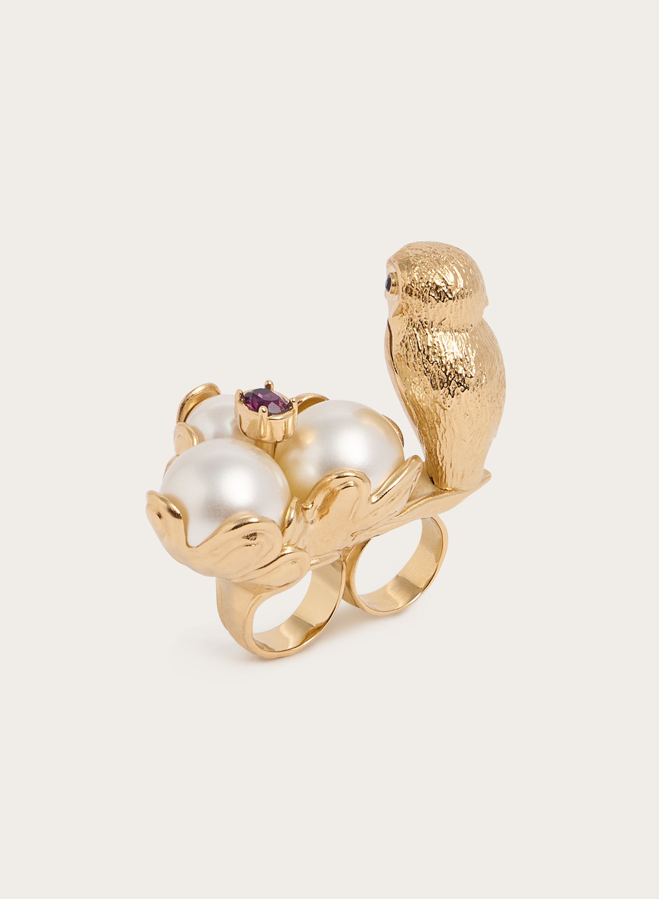 Emilio Pucci Jewellery bague Hibou or perle laiton