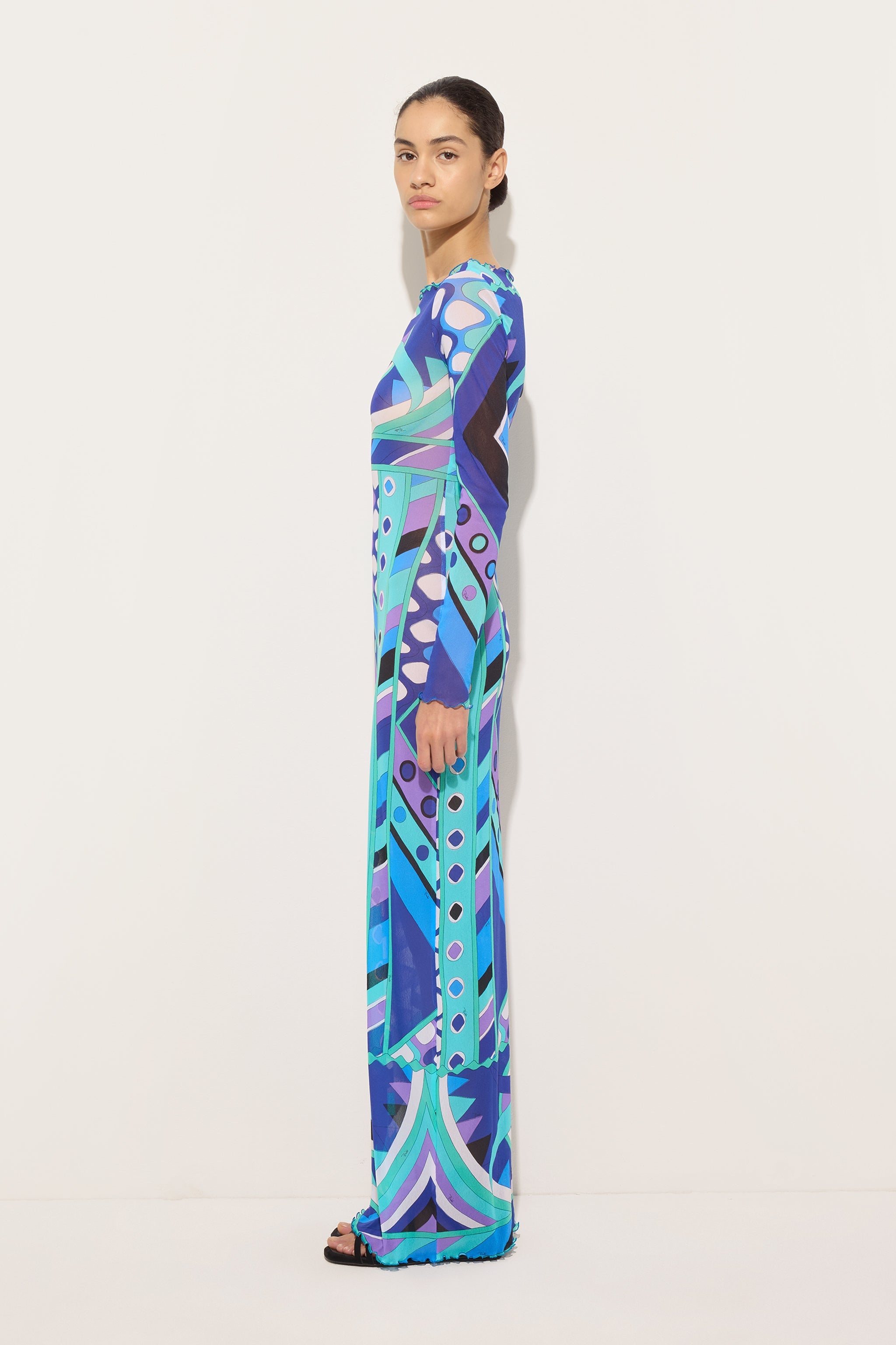 Emilio Pucci Vivara 6HJI366H849 robe tulle turquoise bleu