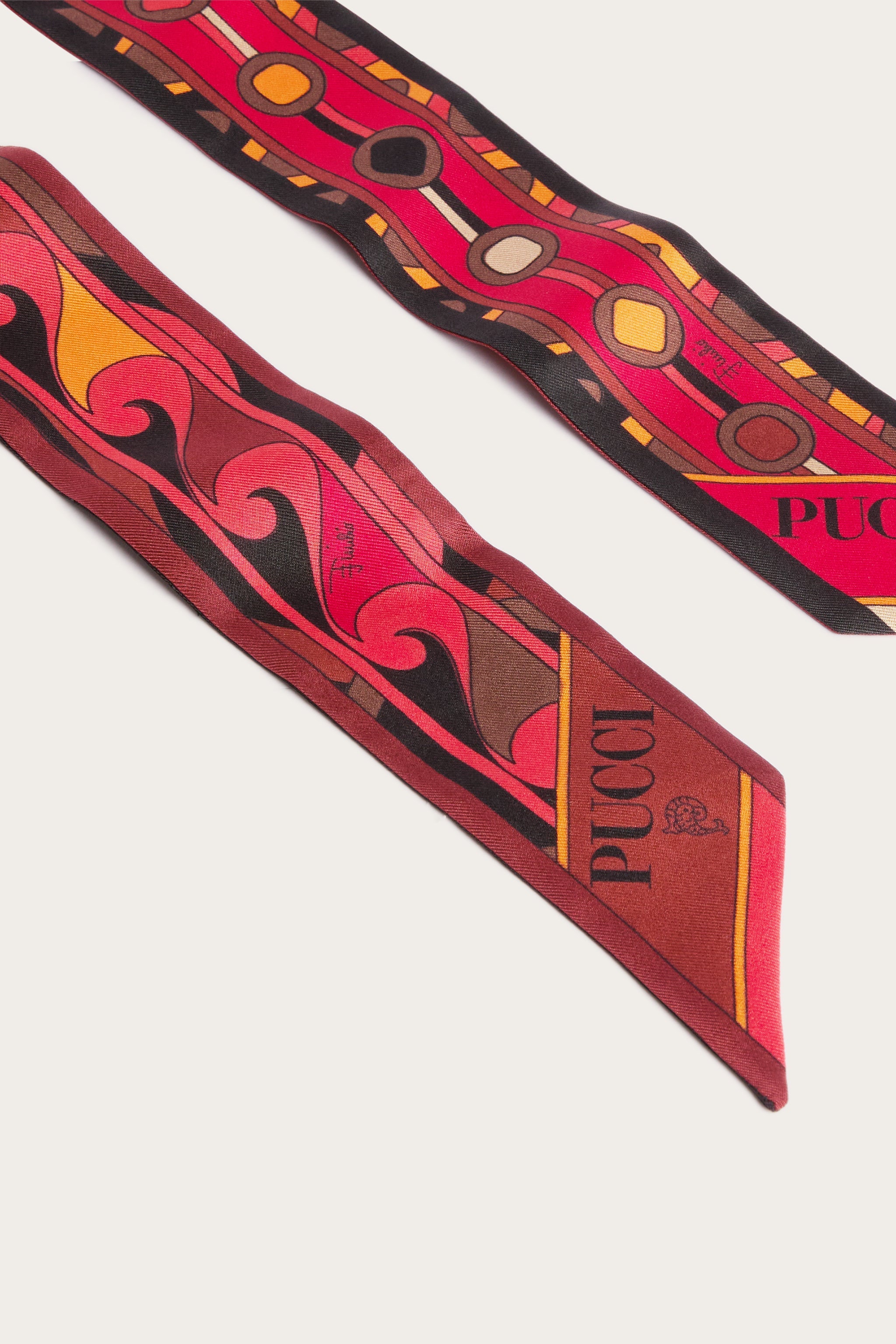 Emilio Pucci Mix foulard soie orange noir 120 cm