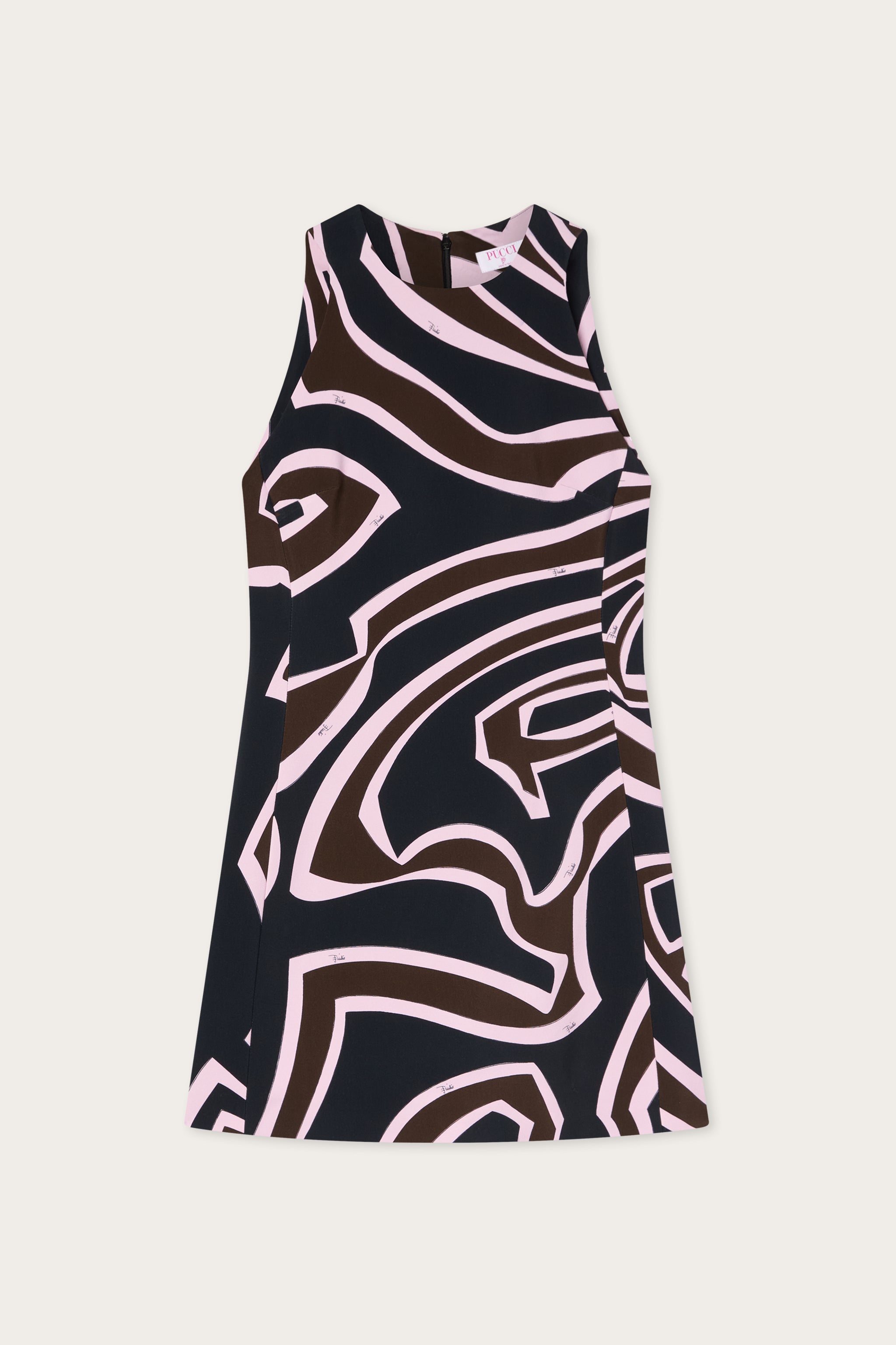 Emilio Pucci Labirinto robe en cady kaki rose sans manches