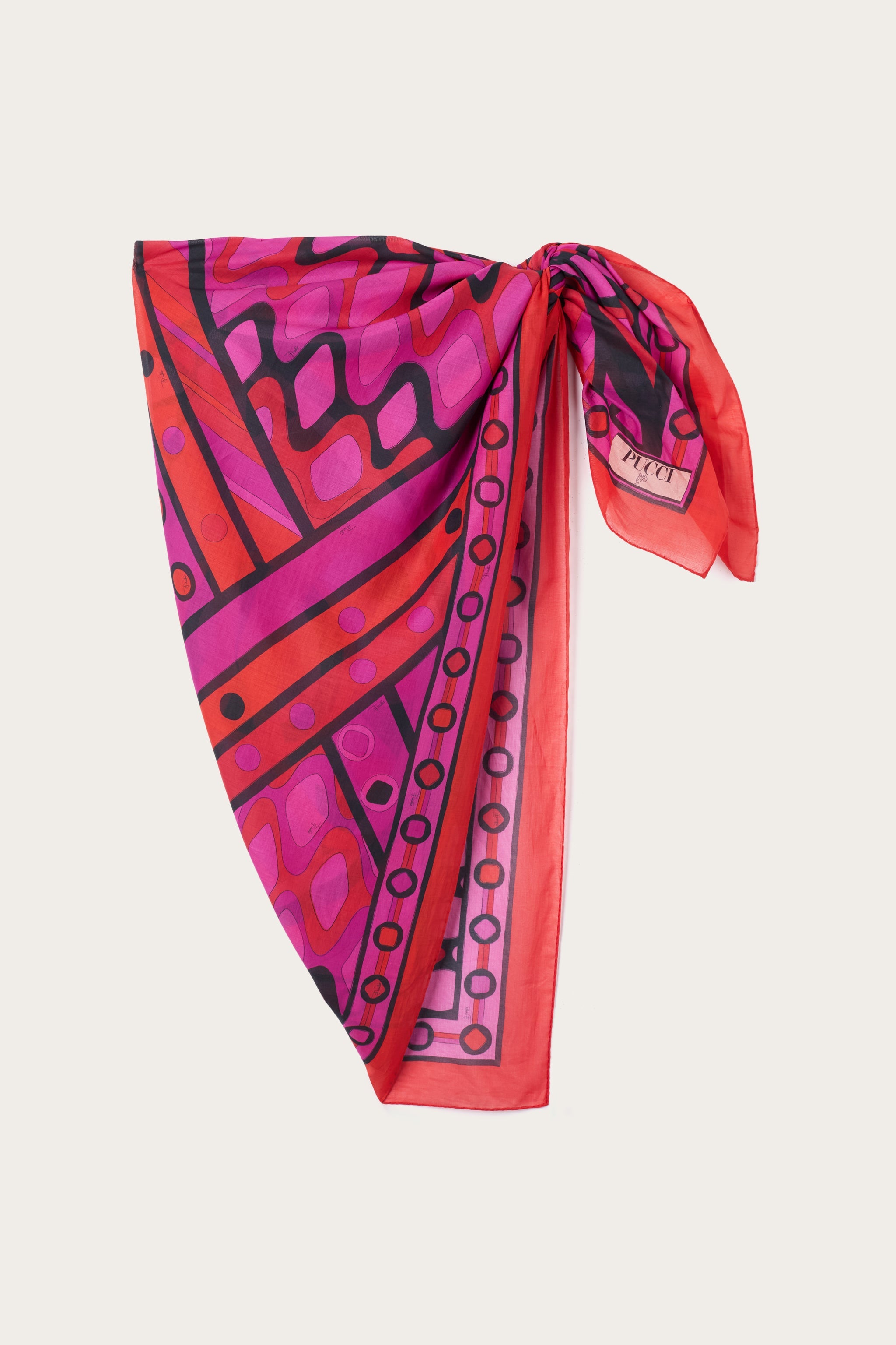 Emilio Pucci SARONG 6HPD156H975P68 paréo coton fuchsia noir