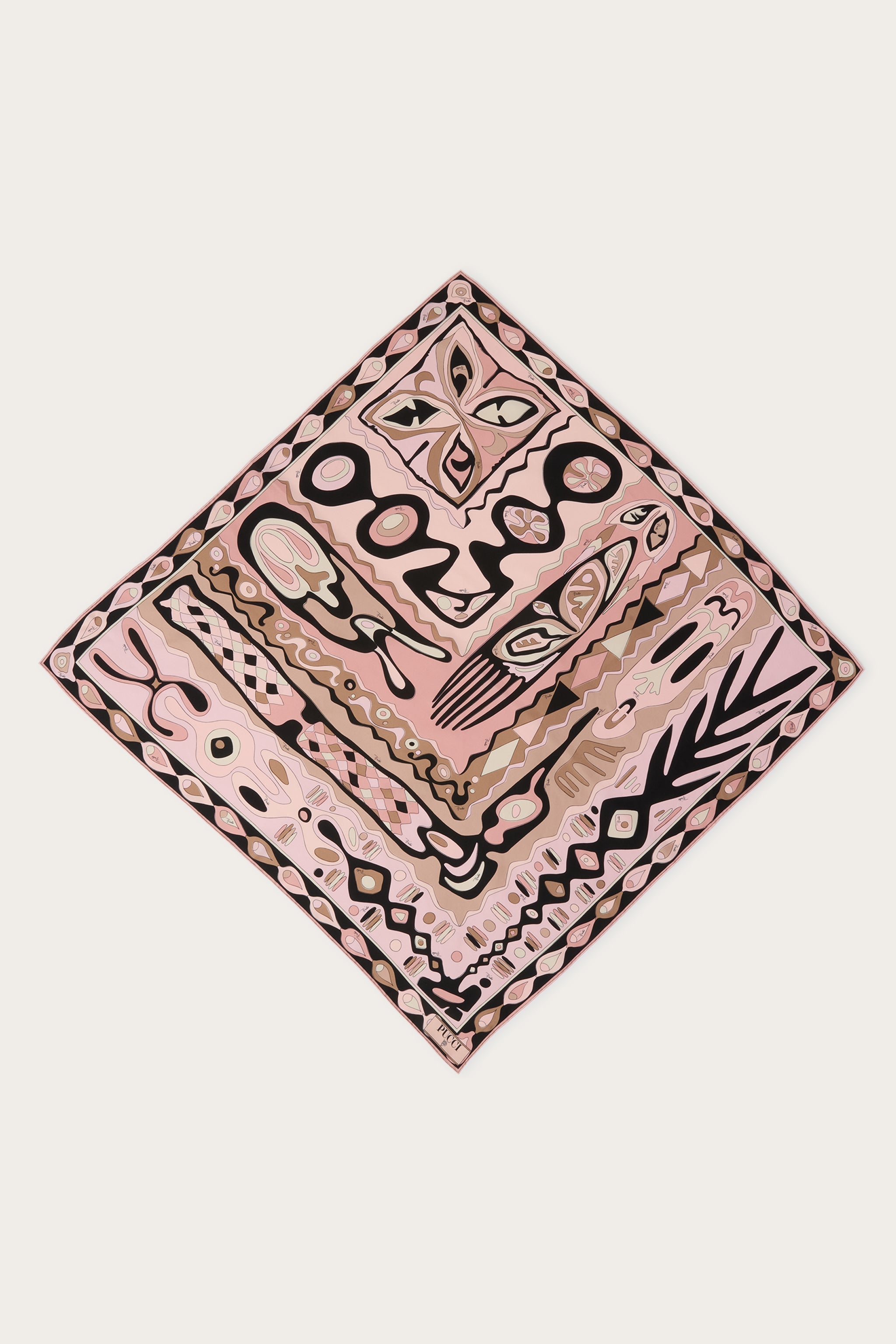Emilio Pucci Silks Foulard Angoli carré soie nude 90x90