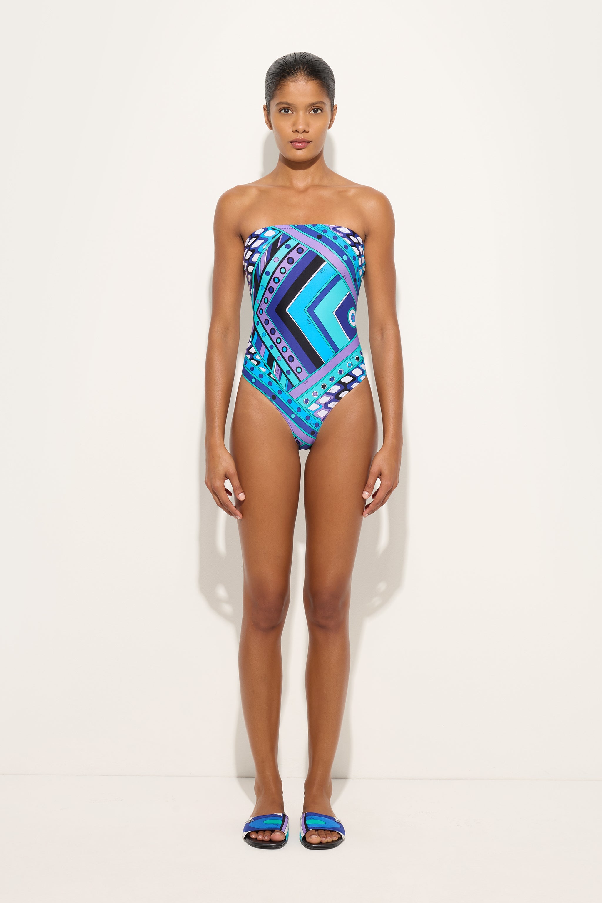 Emilio Pucci Vivara Maillot 1 Pièce Turquoise Lycra Femme