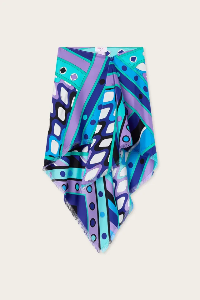 Emilio Pucci Vivara jupe soie turquoise bleu