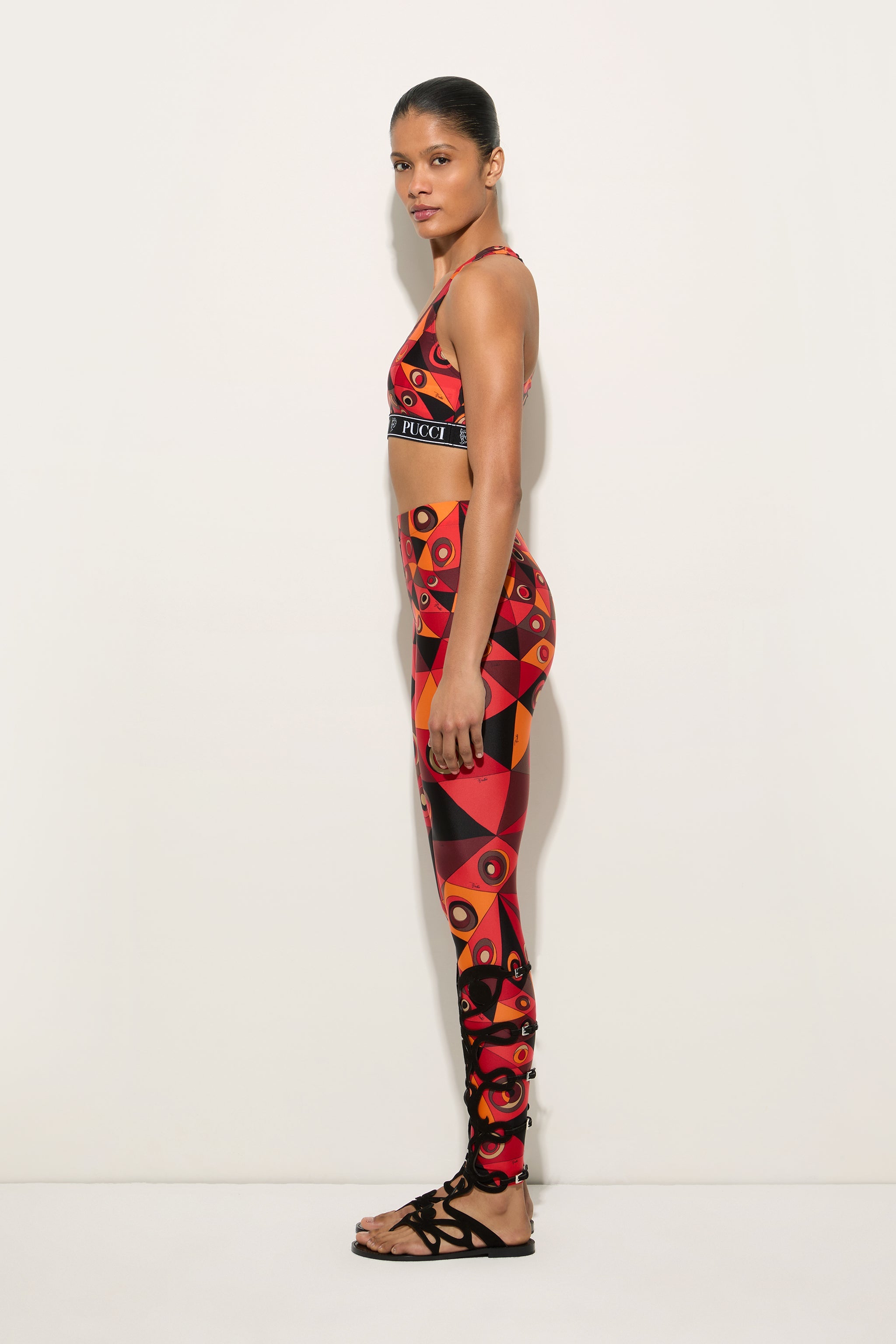 Emilio Pucci Occhi 6HTT216H865P17 Legging Orange/Noir Polyamide