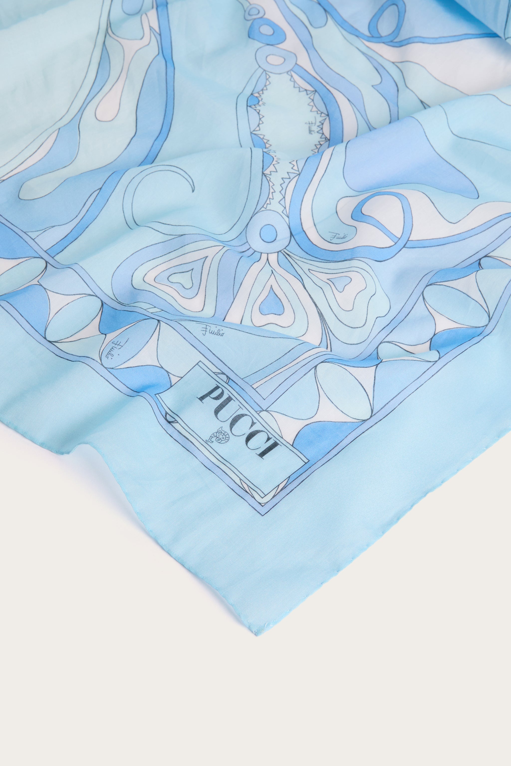 Emilio Pucci Sarong Orchidee paréo bleu clair OS