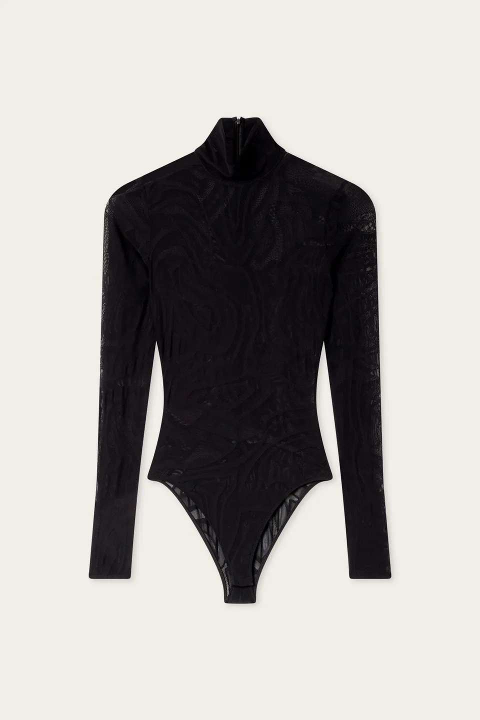 Emilio Pucci Body tulle jacquard noir col haut