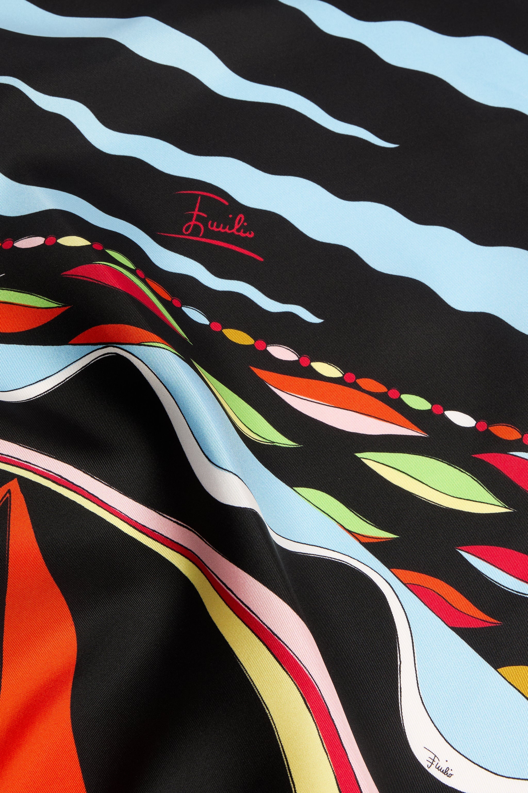 Emilio Pucci Silks Carré Seta Foulard Soie Red/Blue 90x90