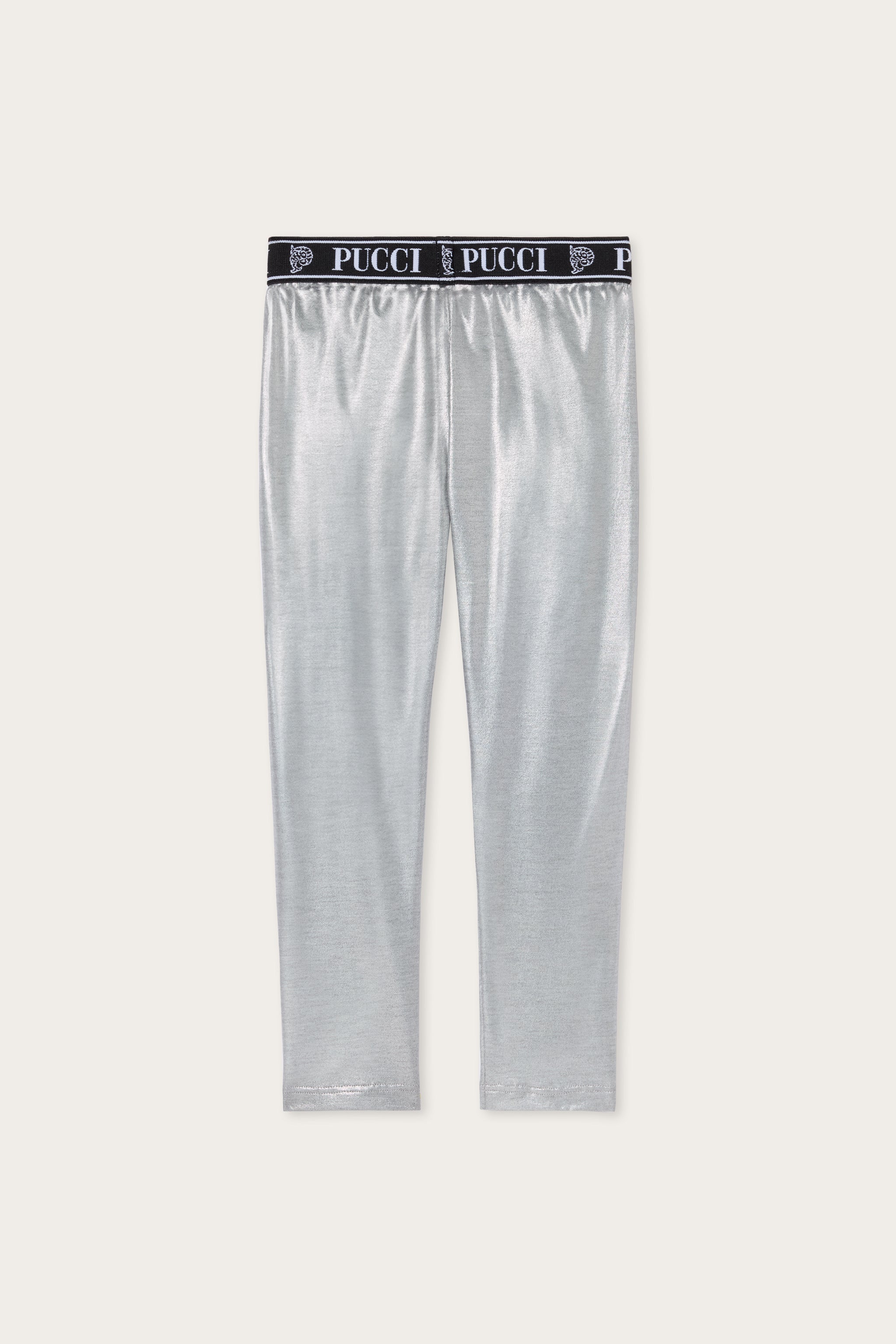 Emilio Pucci PANTS leggings laminé silver junior 10Y