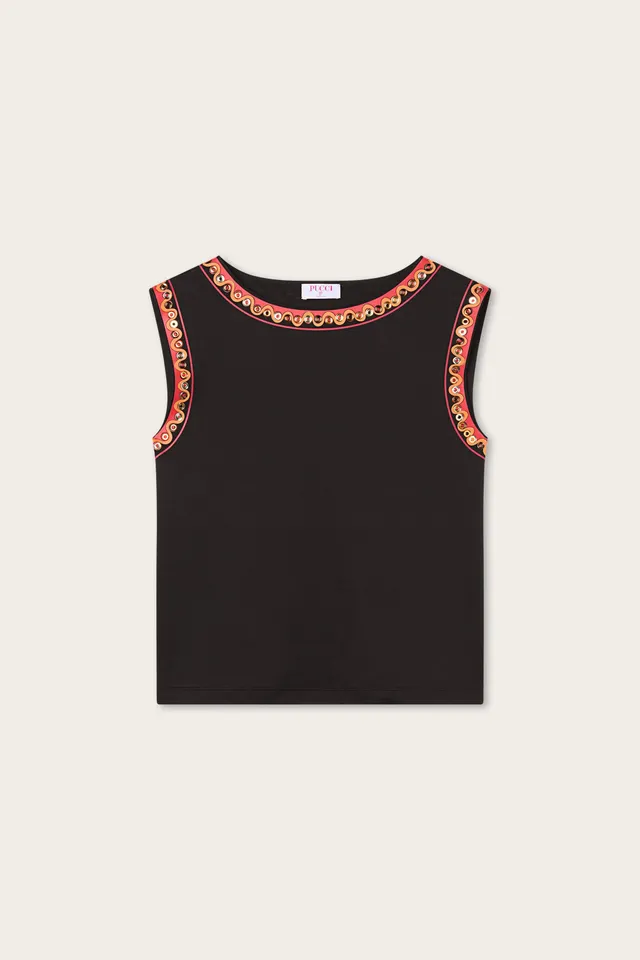 Emilio Pucci T-shirt Cotone Bordi t-shirt noir