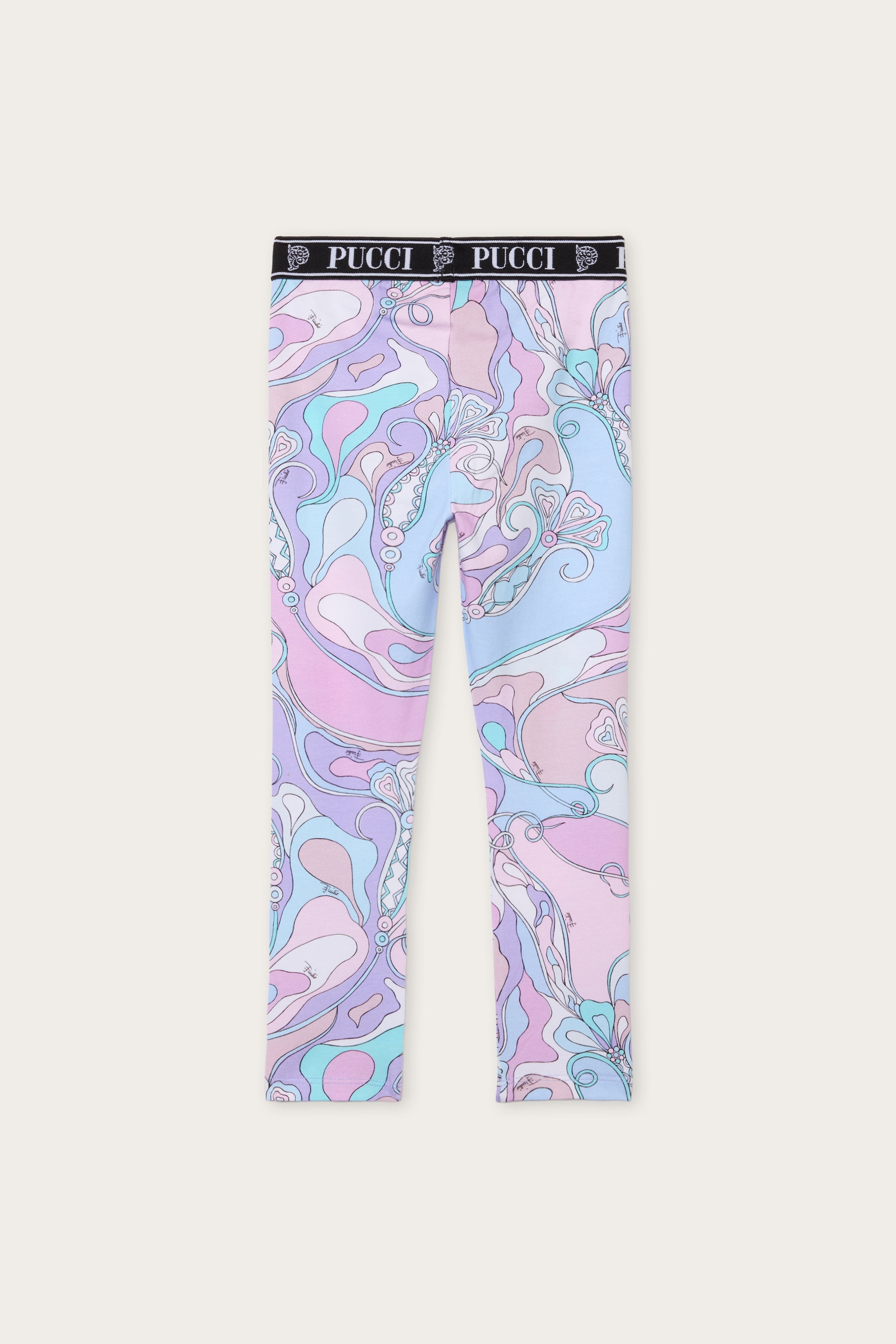 Emilio Pucci Orchidee leggings fille rose bleu coton