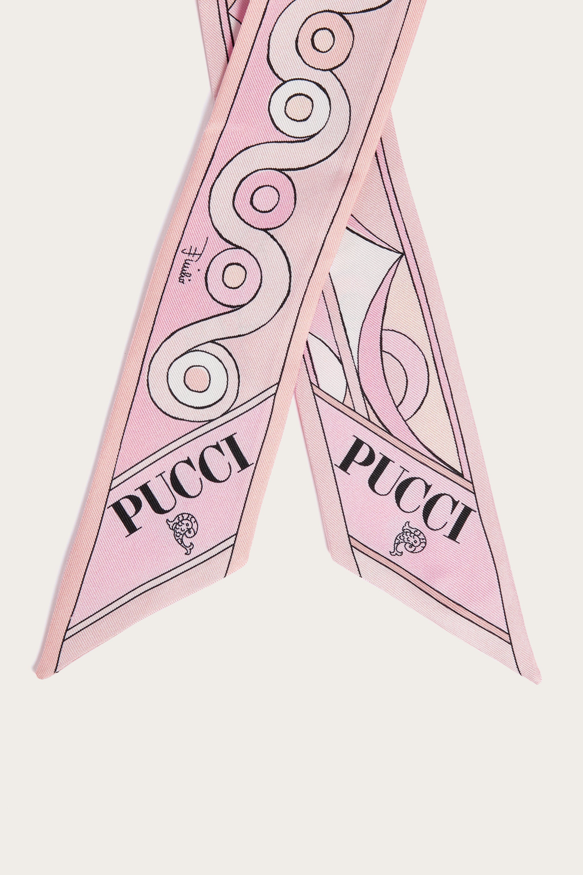 Emilio Pucci Fascia Seta Iride foulard soie rose nude 5x70