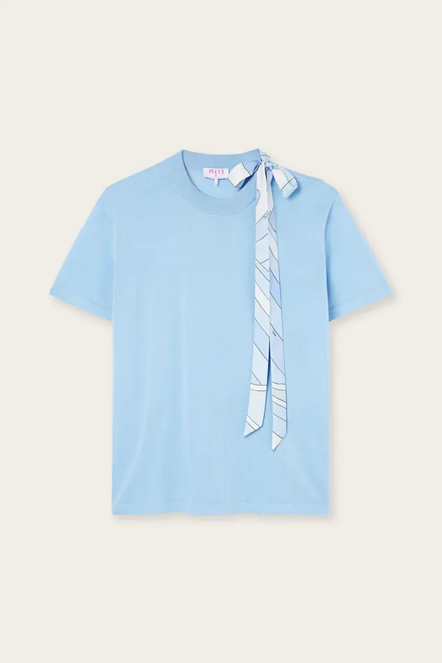 Emilio Pucci T-Shirts T-shirt Foulard tee-shirt bleu clair coton