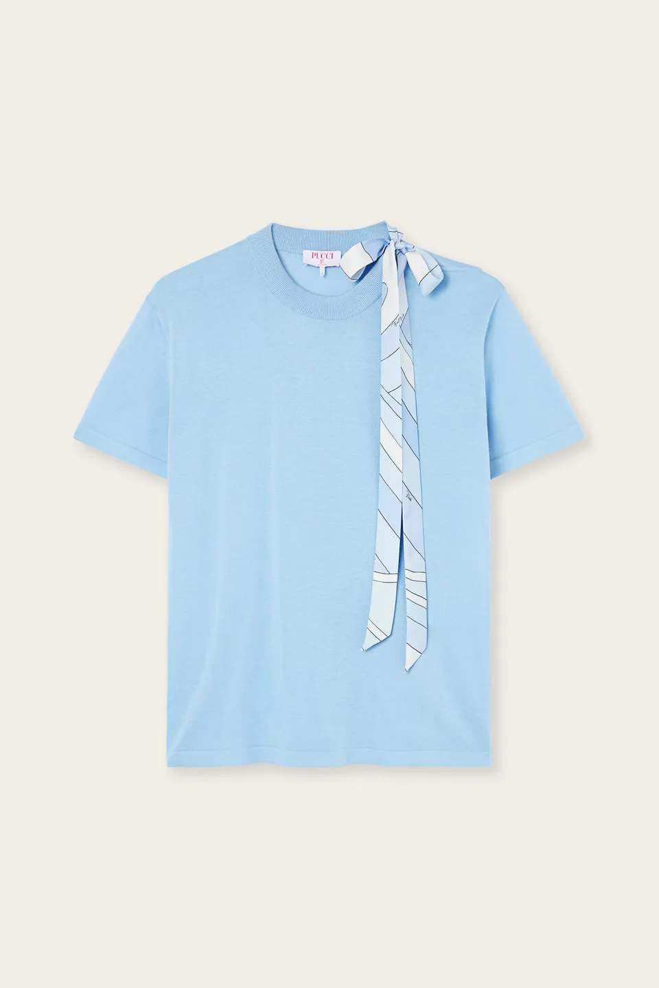 Emilio Pucci T-Shirts T-shirt Foulard tee-shirt bleu clair coton