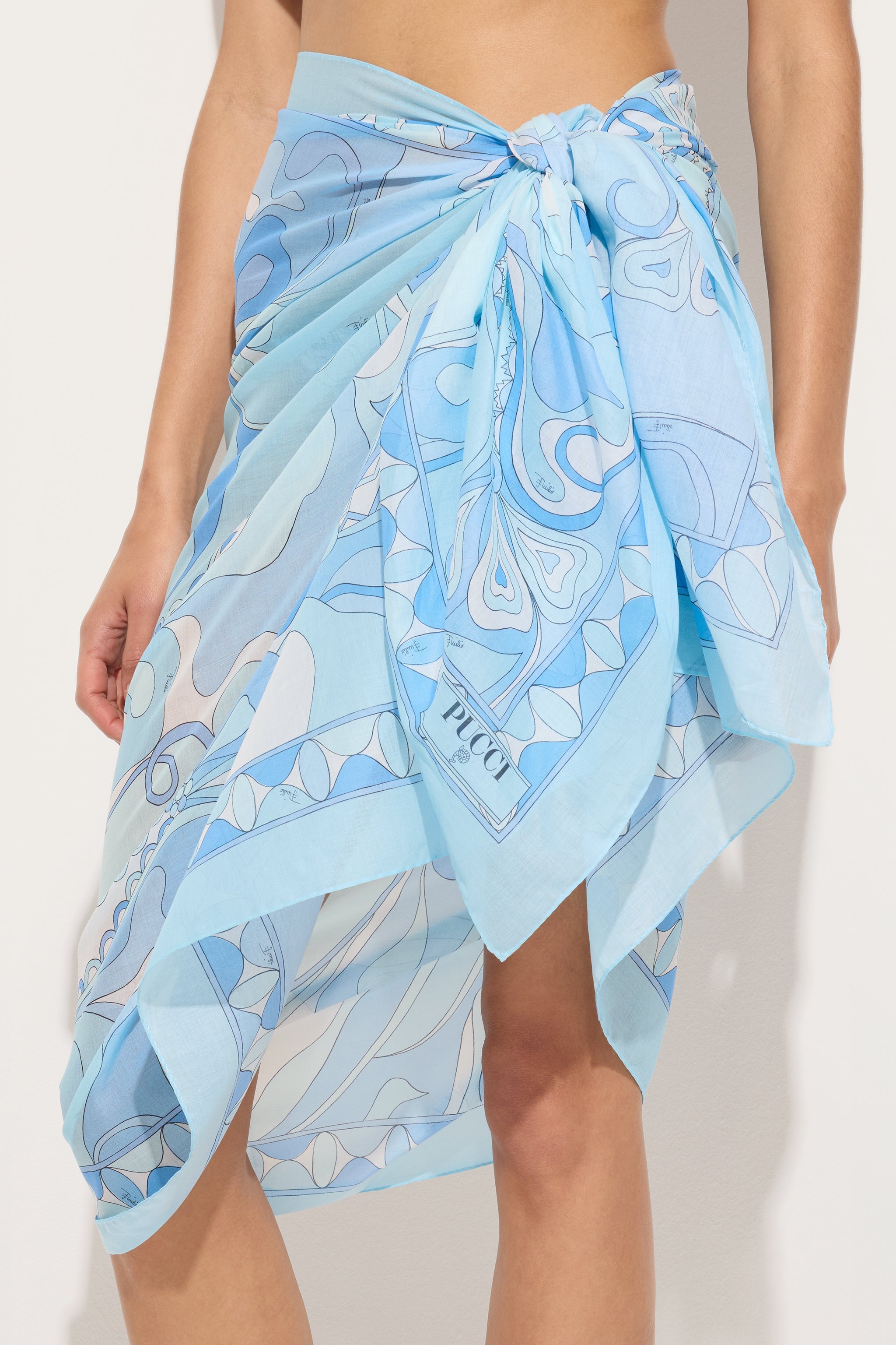 Emilio Pucci Sarong Orchidee paréo bleu clair OS