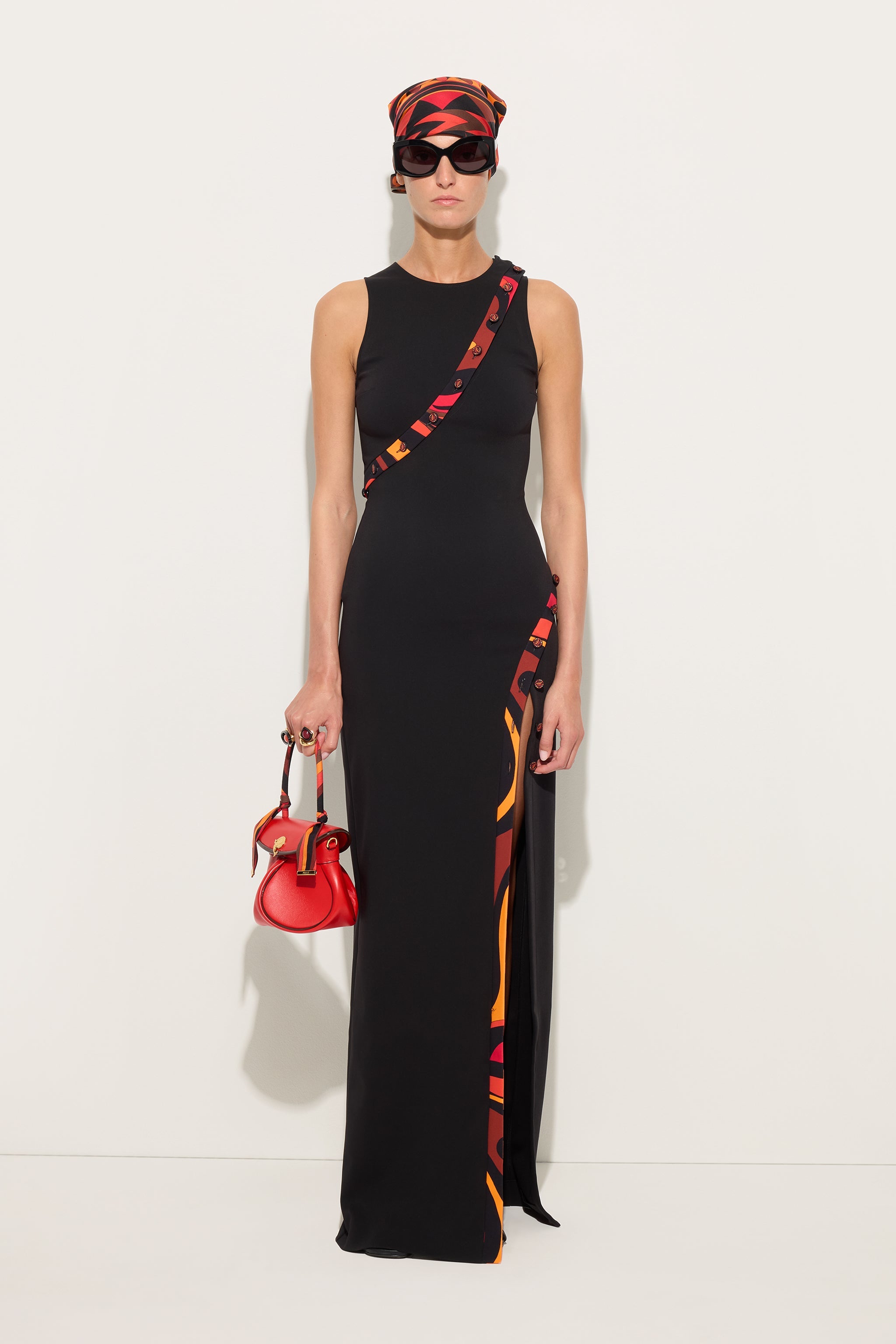 Emilio Pucci robe longue noire cady fente