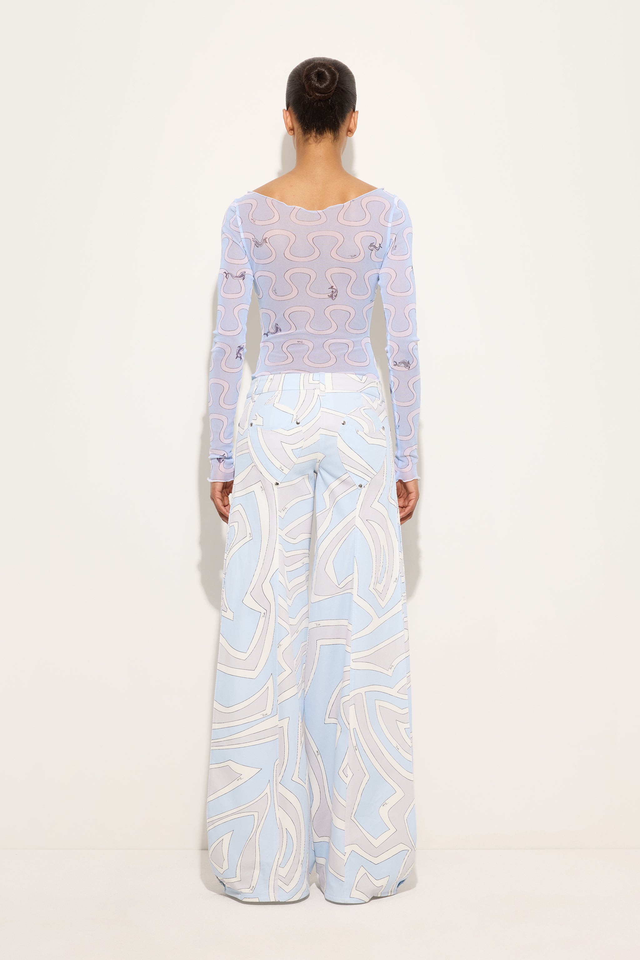 Emilio Pucci Top haut tulle Onda bleu clair 38