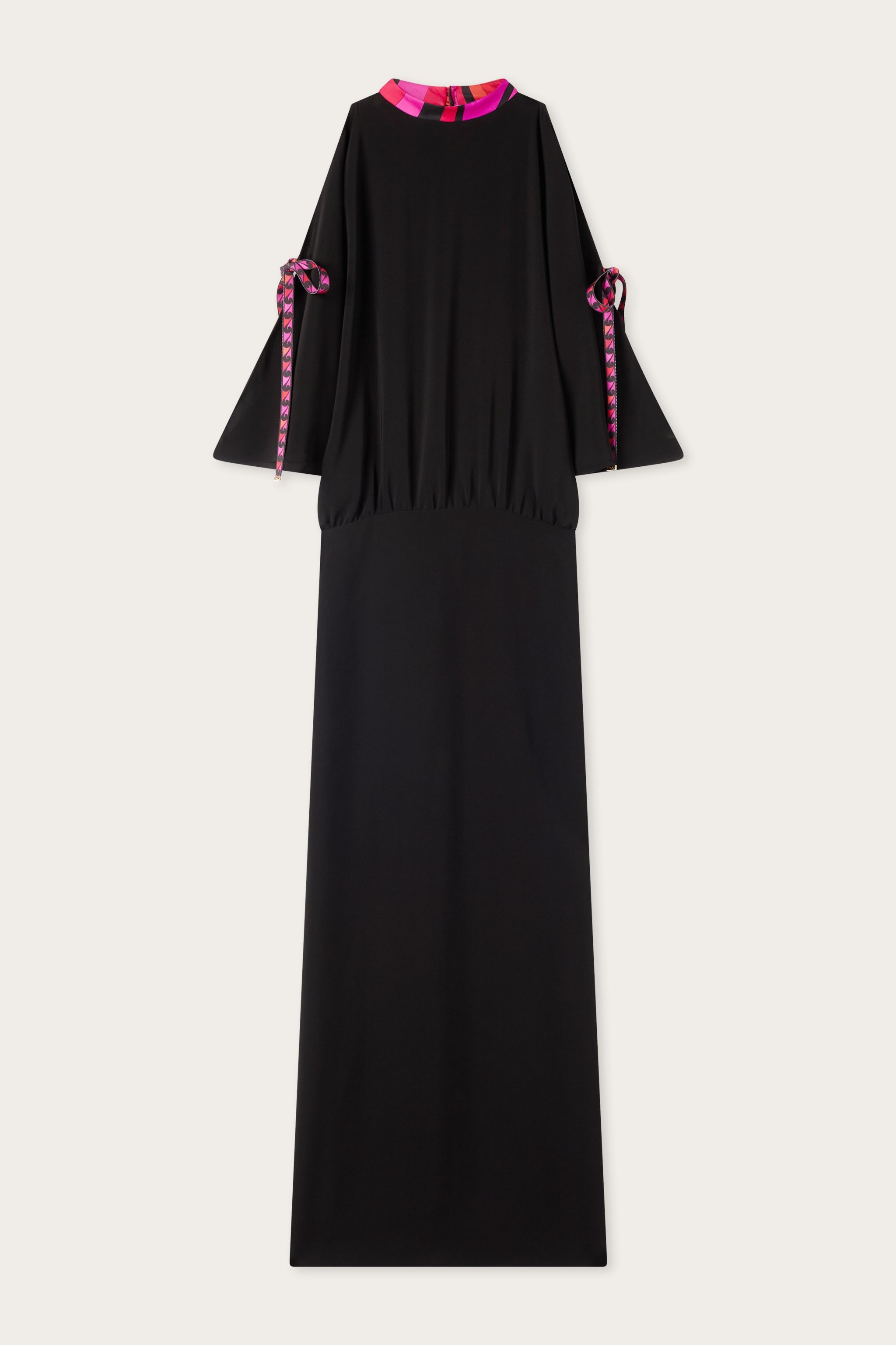 Emilio Pucci Dresses robe longue noire viscose col contraste