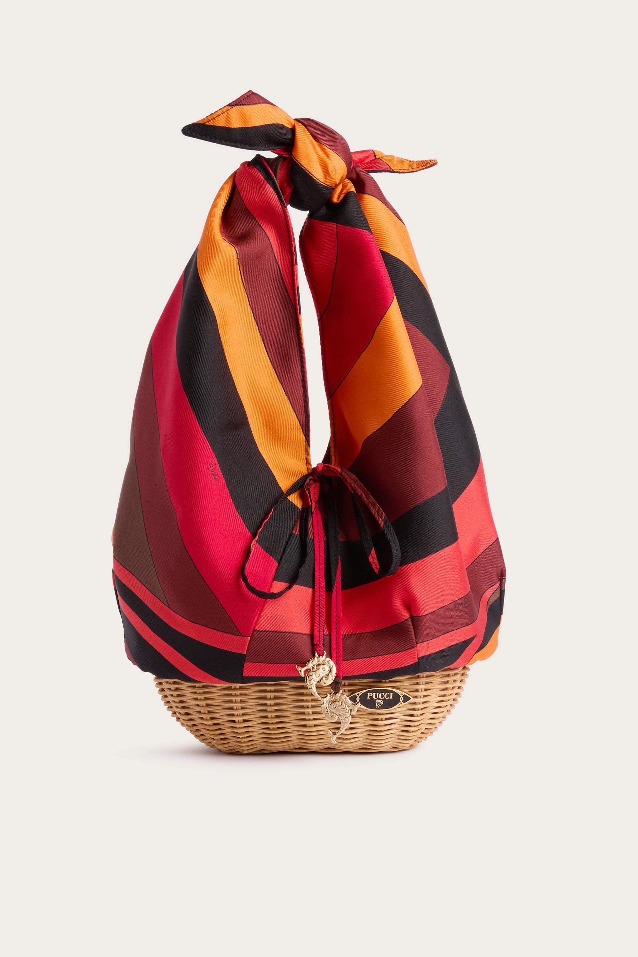 Emilio Pucci Picnic sac soie orange black bambou
