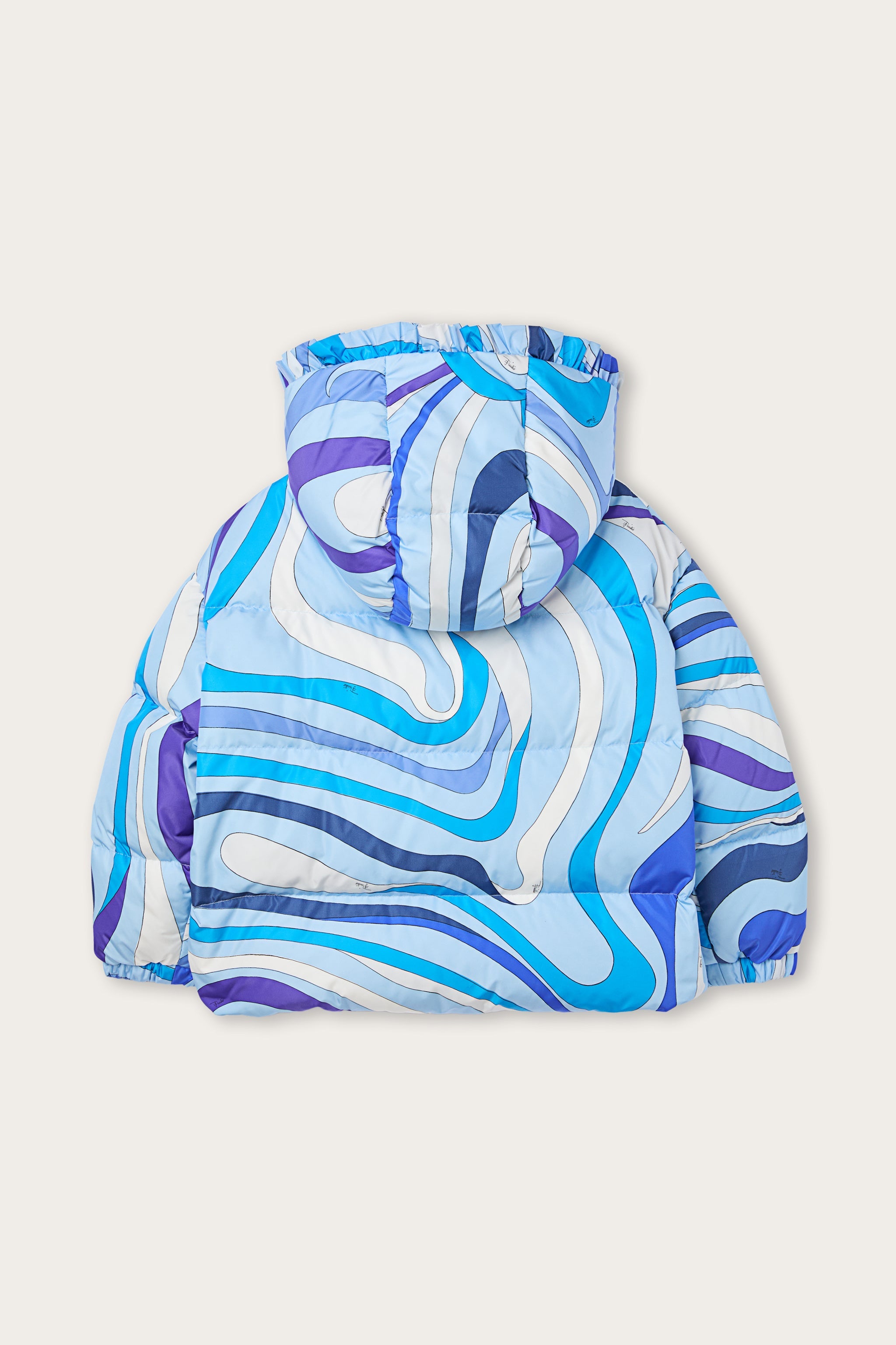 Emilio Pucci Marmo doudoune ivoire bleu 4Y nylon recyclé