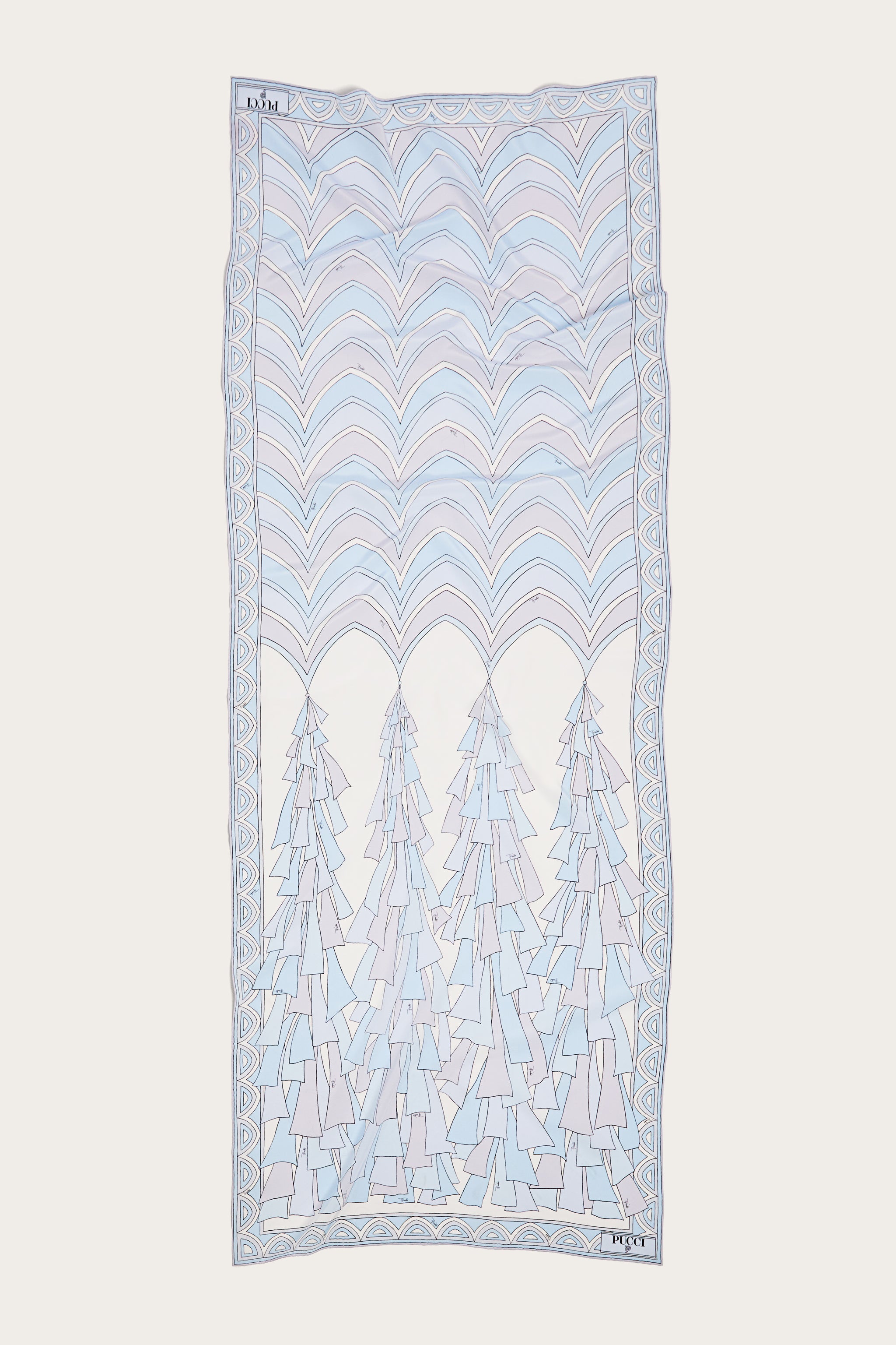 Emilio Pucci Silks étole soie bleu ciel baiadera
