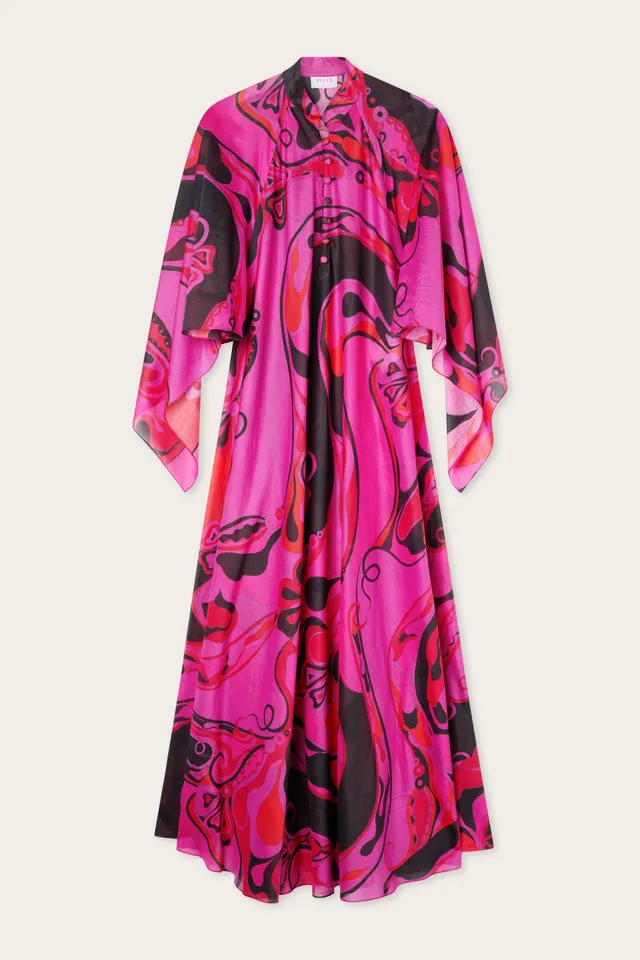 Emilio Pucci Orchidee caftan fuchsia noir 38