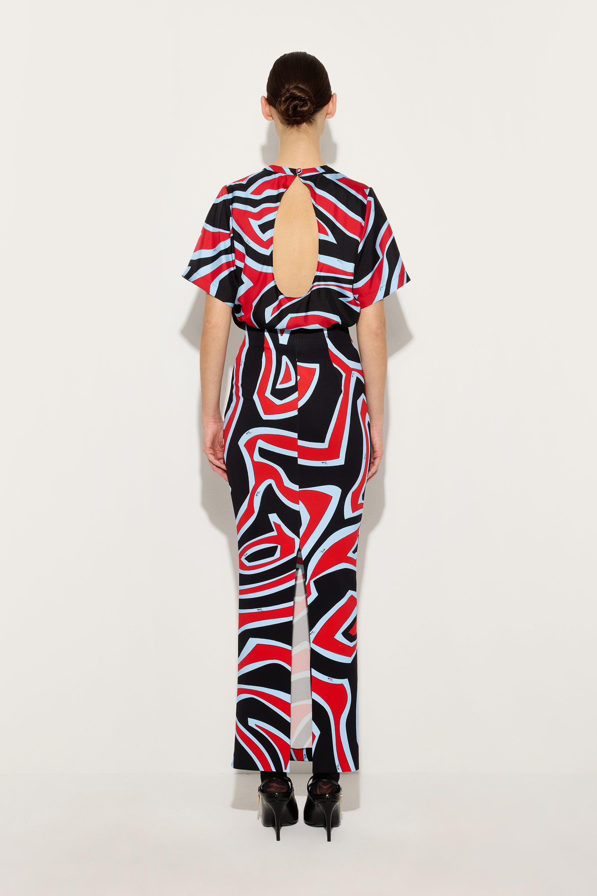 Emilio Pucci Labirinto jupe crayon rouge/bleu XS