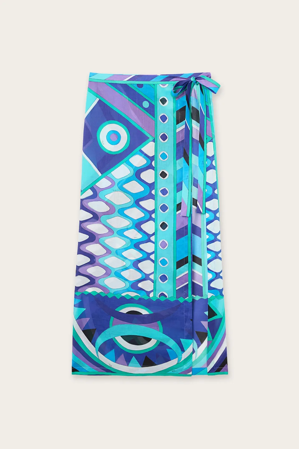 Emilio Pucci Sarong Paréo Vivara turquoise coton taille 40