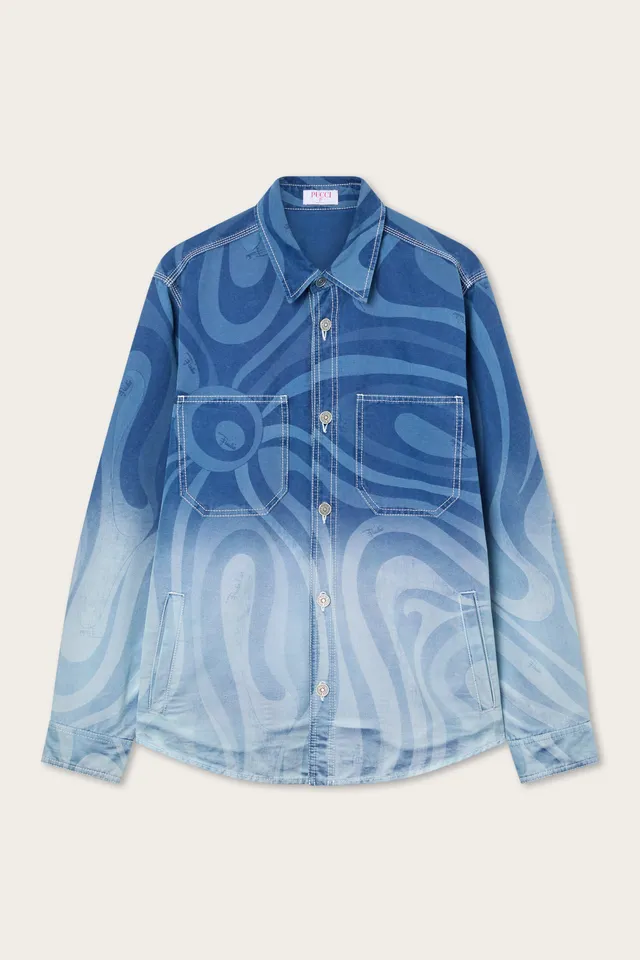 Emilio Pucci Marmo veste jean oversize bleu clair homme