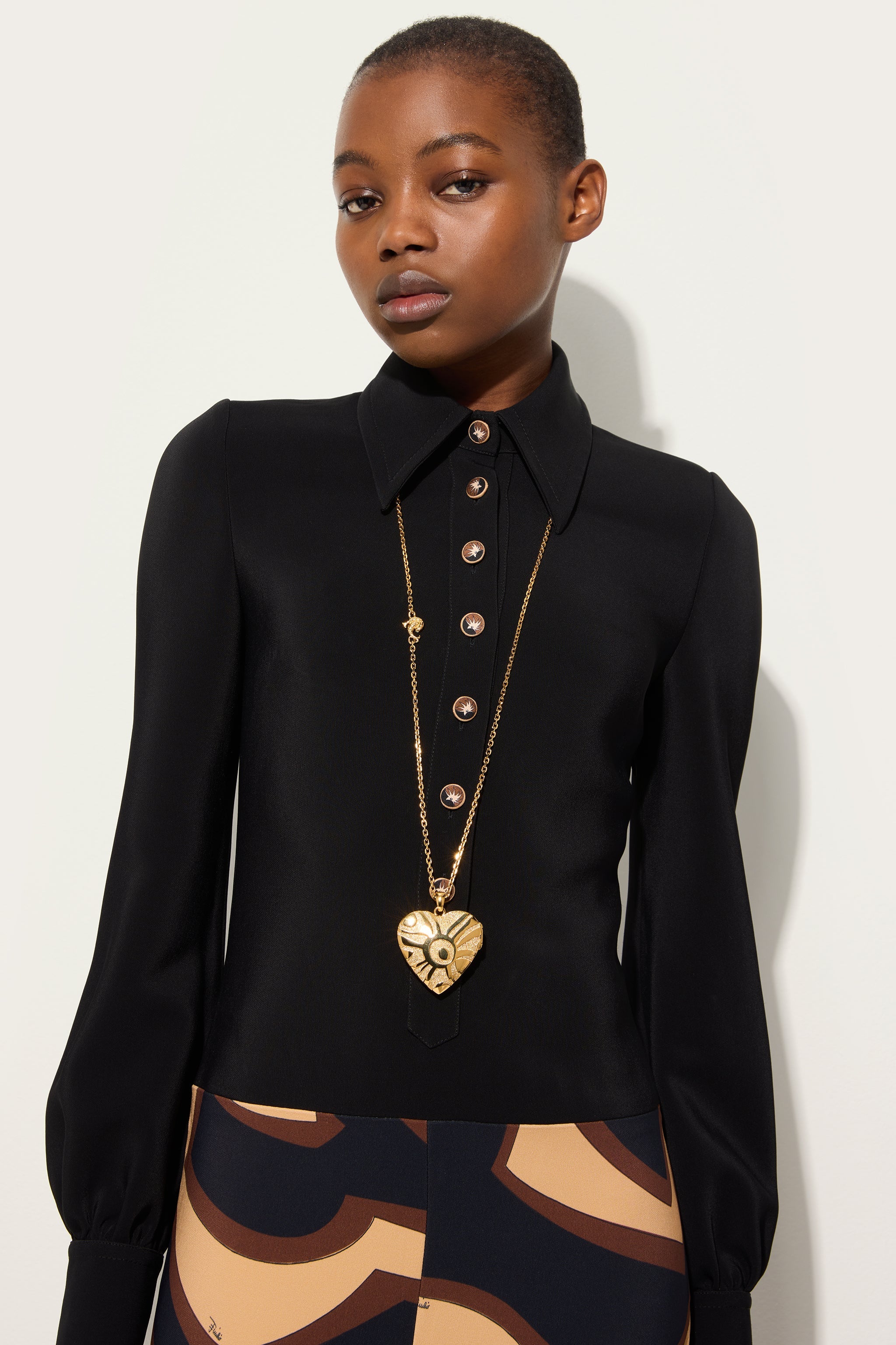 Emilio Pucci collier cœur miroir or