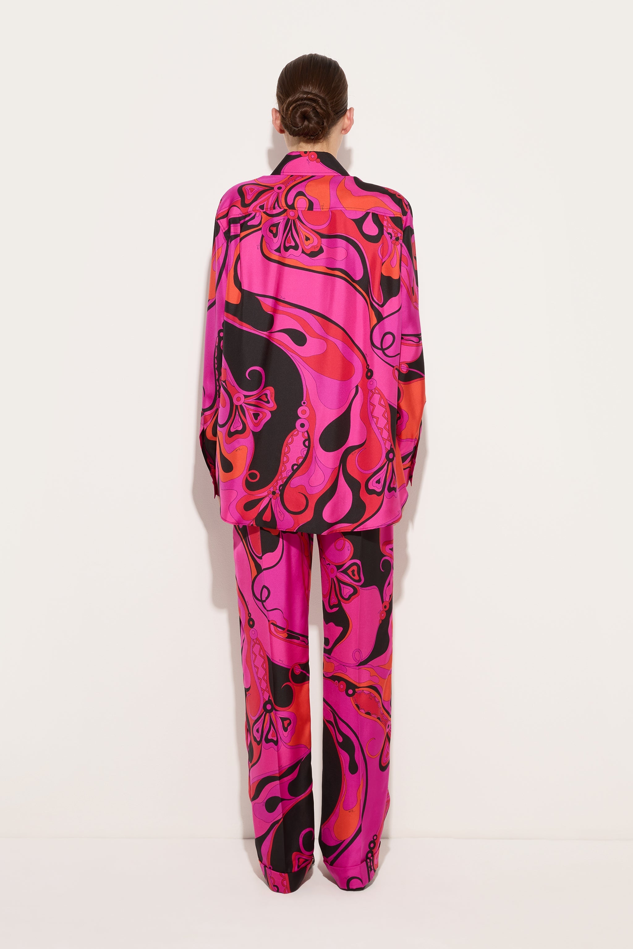 Emilio Pucci Orchidee chemise soie fuchsia/noir