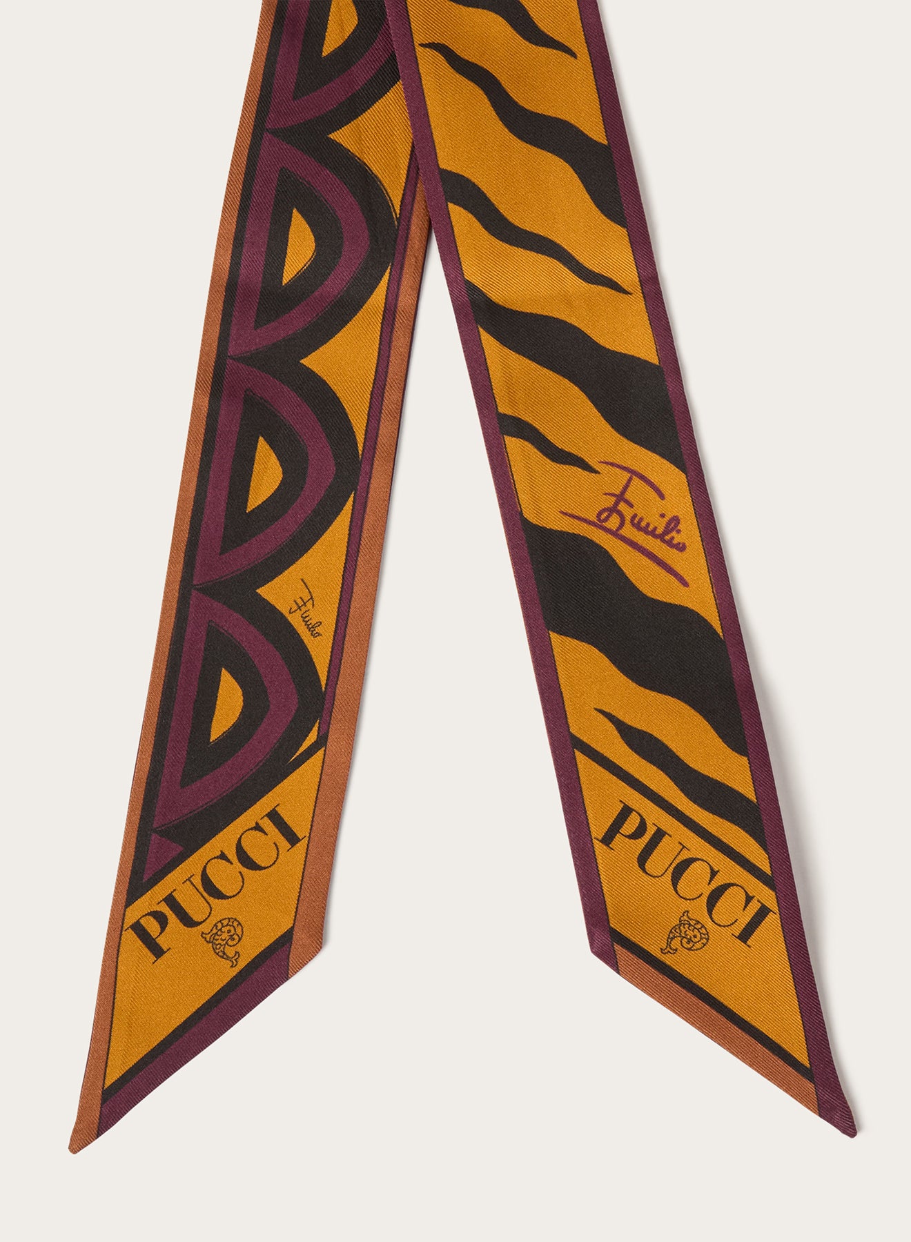 Emilio Pucci Bandeau foulard soie bordeaux or