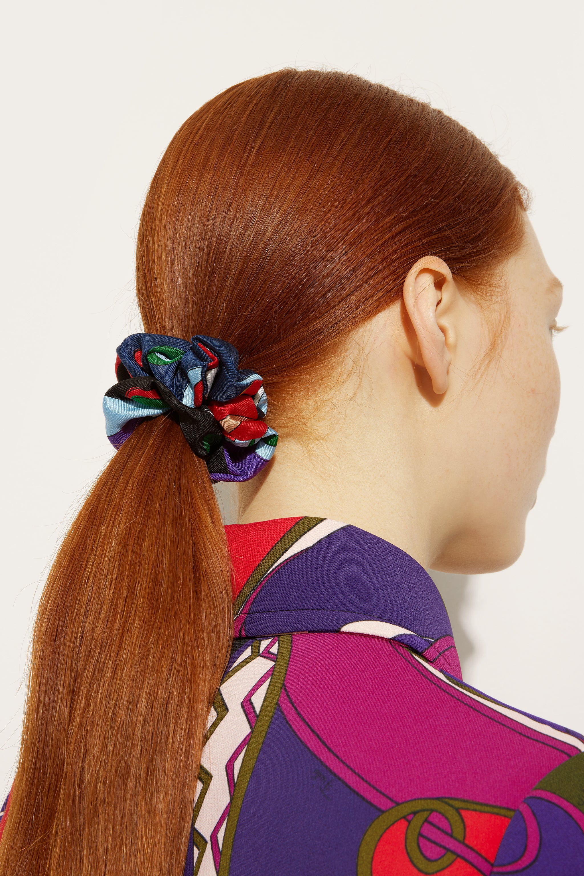 Emilio Pucci Chouchou Fontane scrunchie soie viola rosso