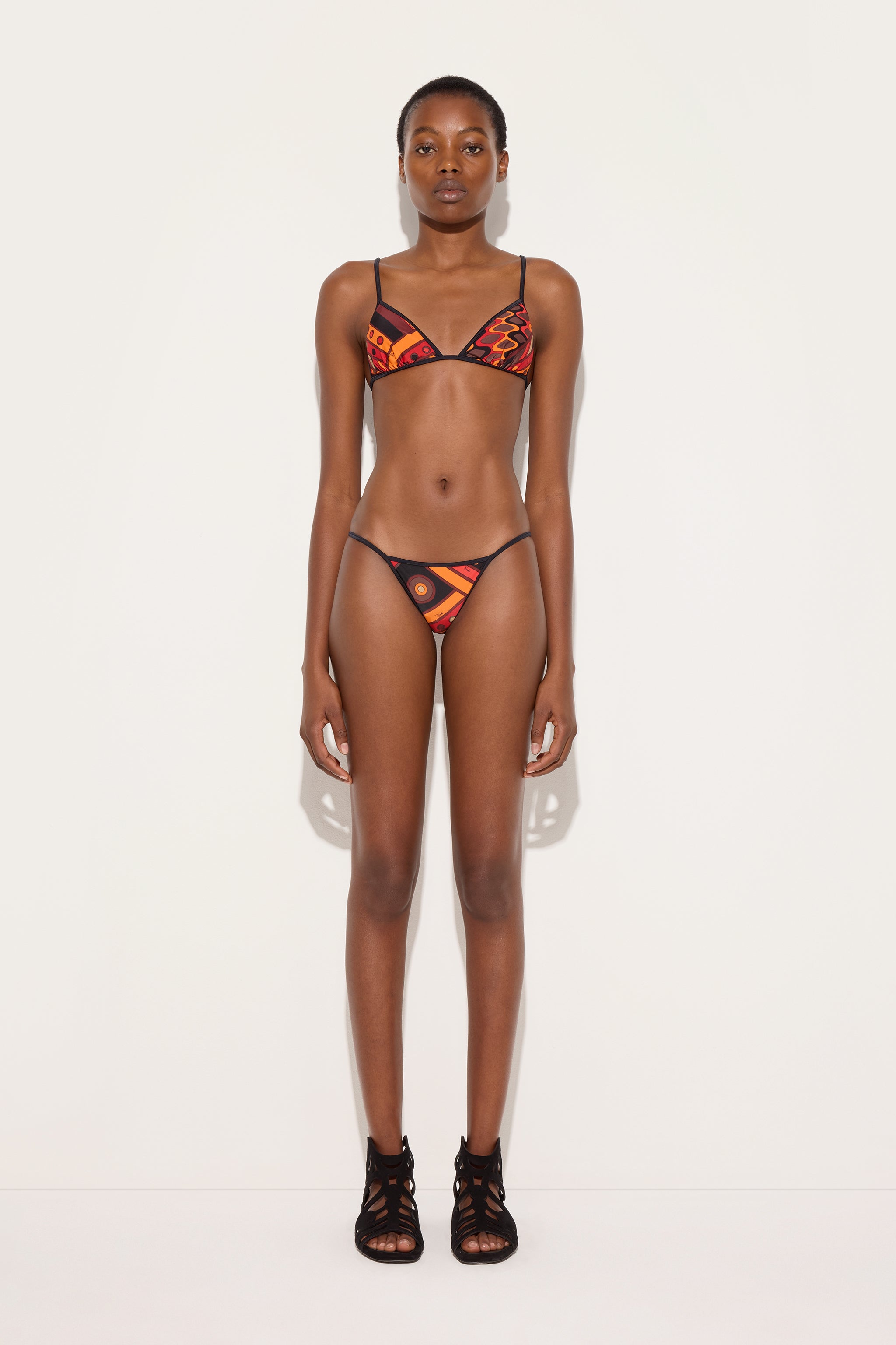 Emilio Pucci Bikini slip Vivara bas de maillot orange noir lycra