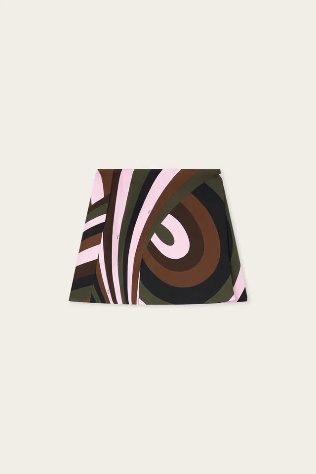 Emilio Pucci Iride jupe soie kaki rose portefeuille