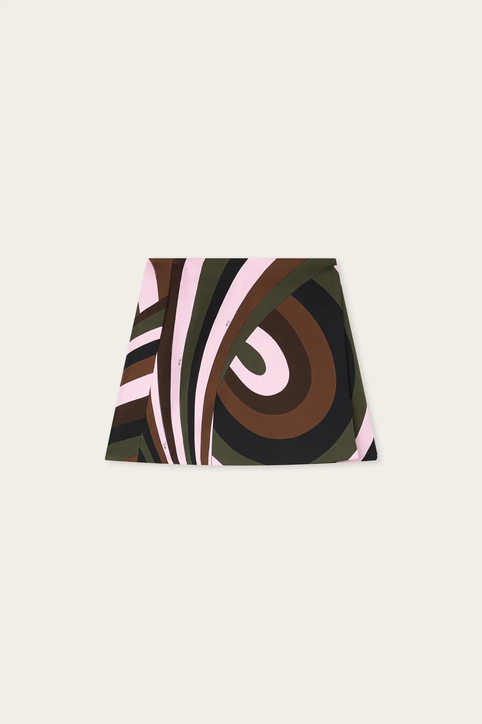 Emilio Pucci Iride jupe soie kaki rose portefeuille