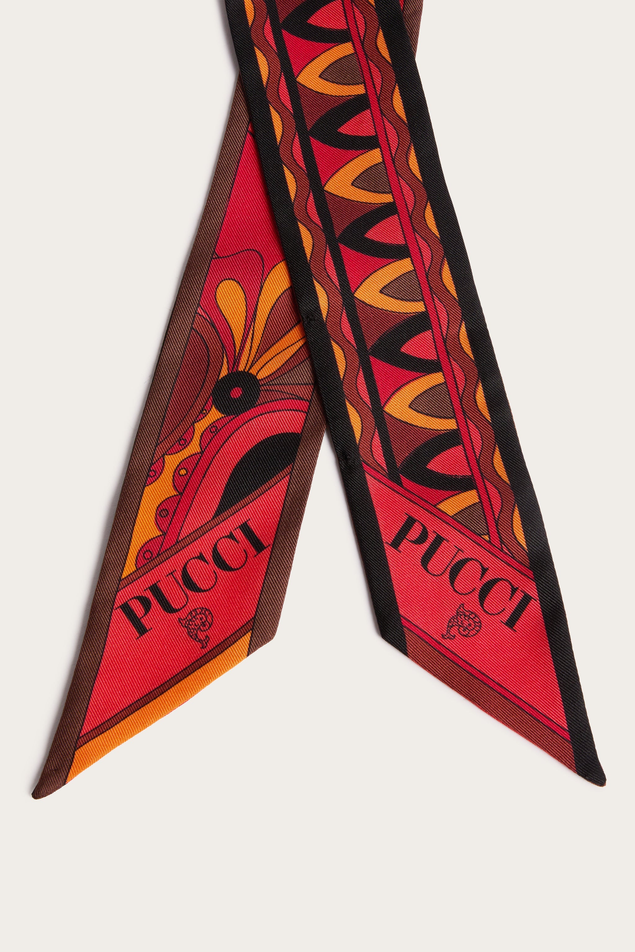 Emilio Pucci Silks Mix Stampe bandeau orange noir 5x70