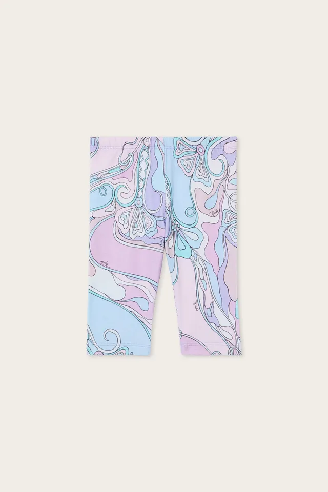 Emilio Pucci Pants Leggings Orchidee coton rose bleu 12M