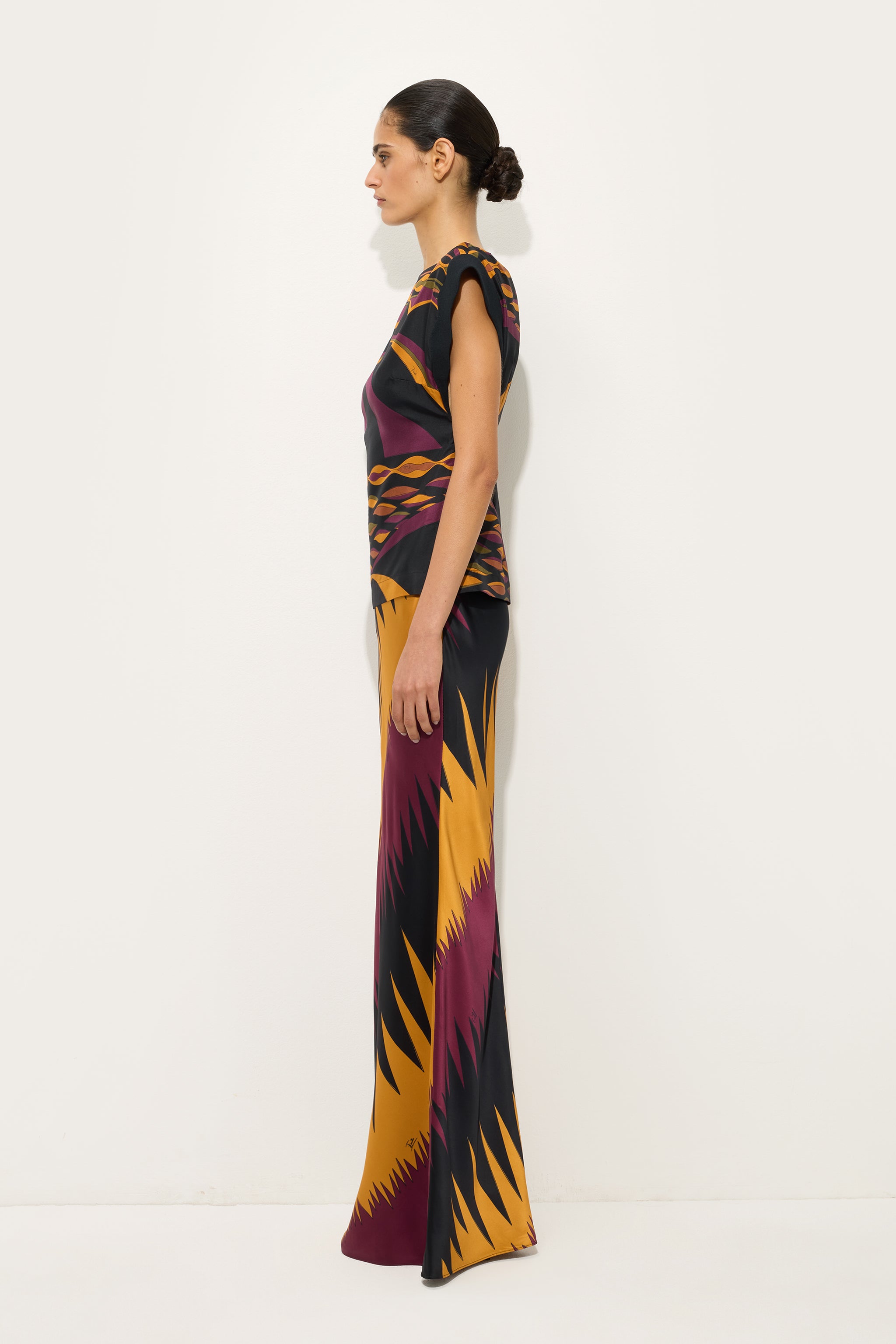 Emilio Pucci Dune Top en soie bordeaux or 38