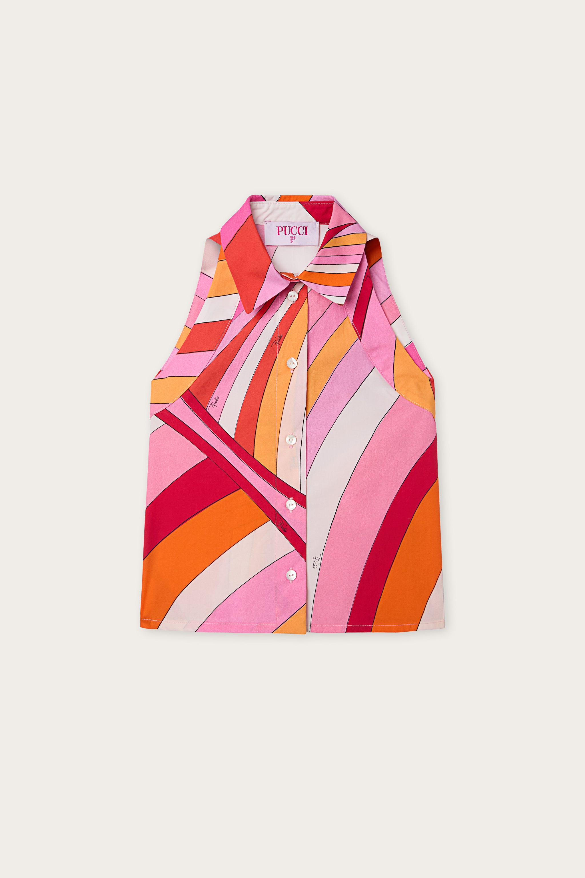 Emilio Pucci TOPS chemise Iride rose orange 100% coton