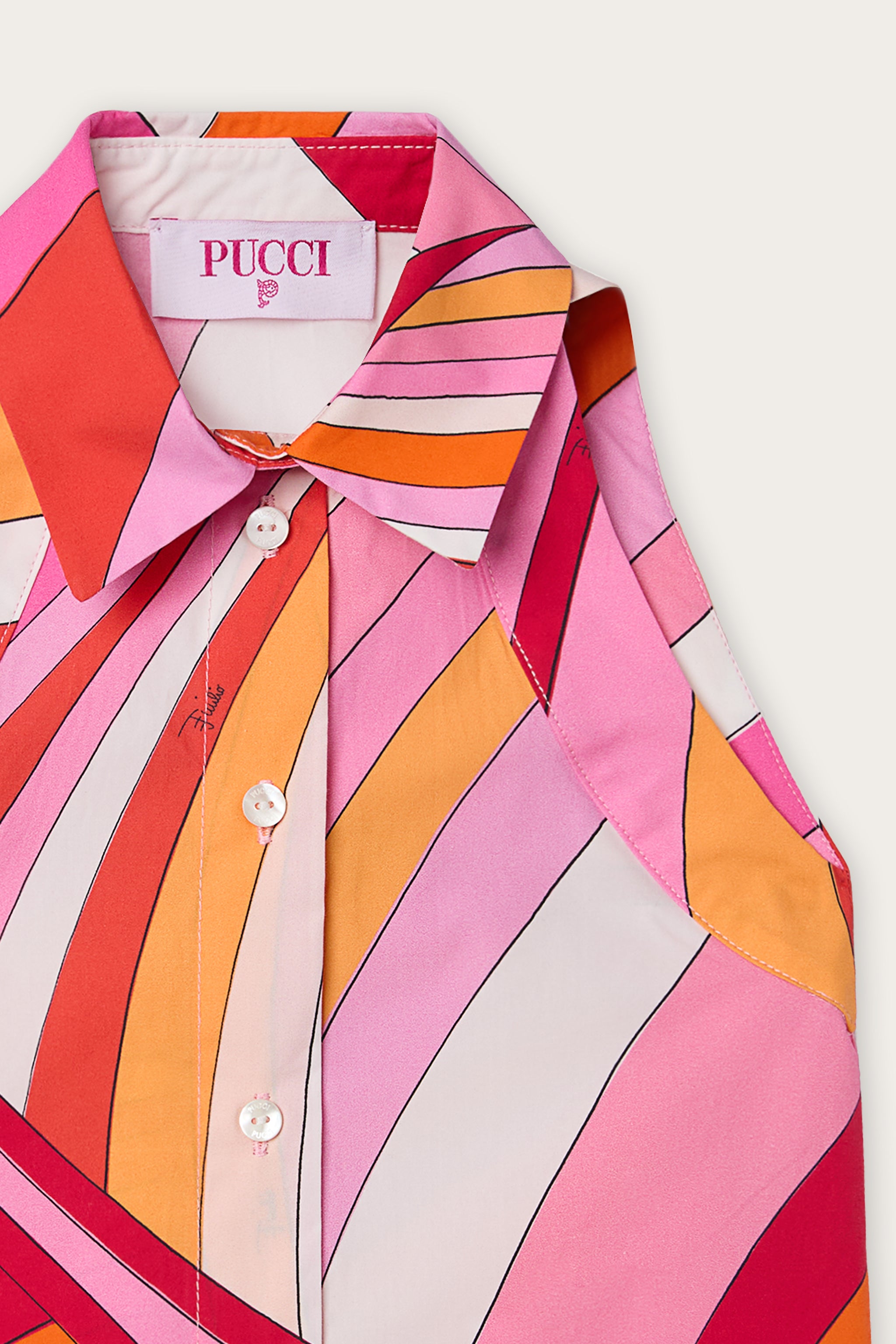Emilio Pucci TOPS chemise Iride rose orange 100% coton