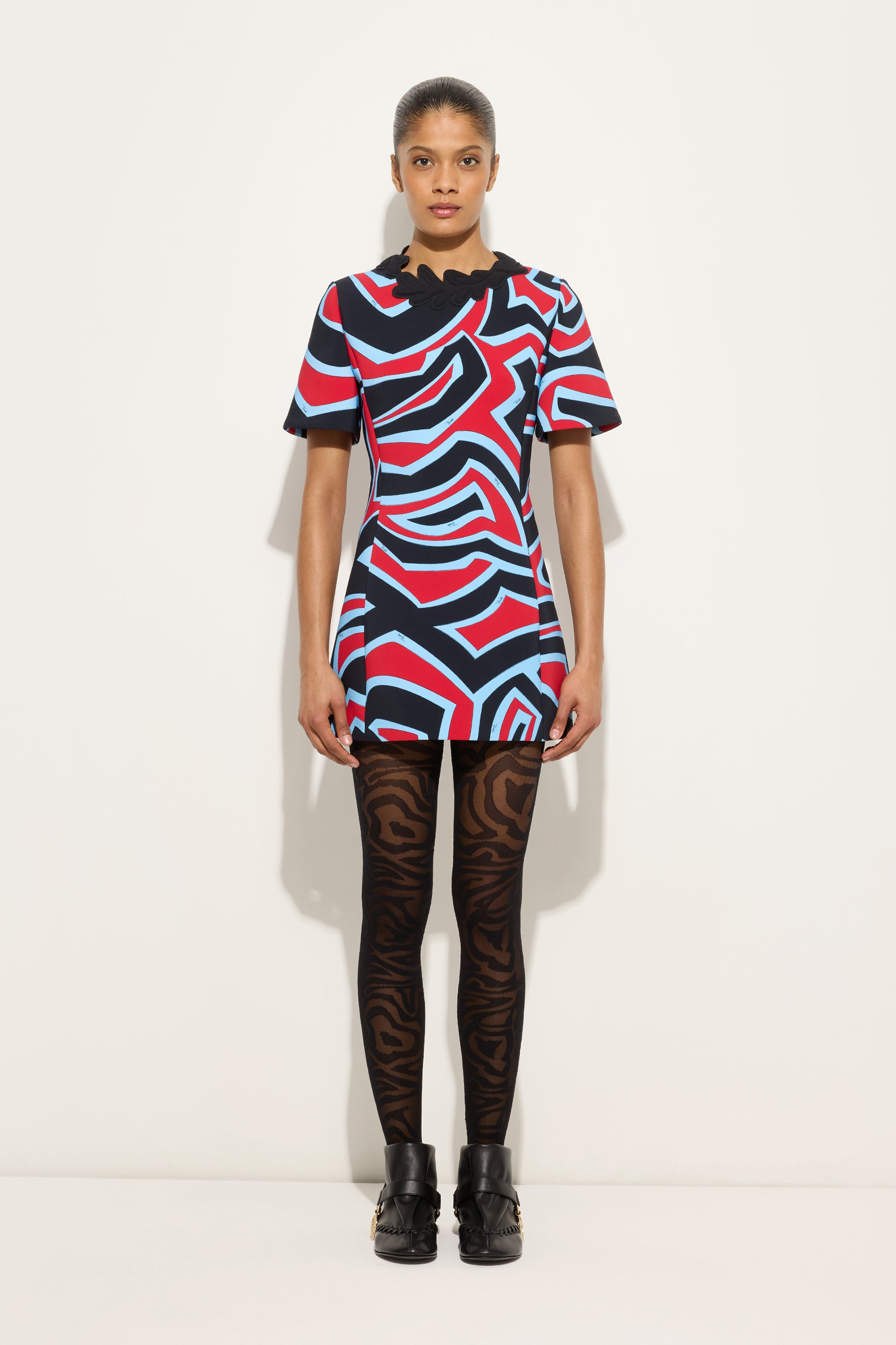 Emilio Pucci Labirinto robe courte rouge bleu 38 cady