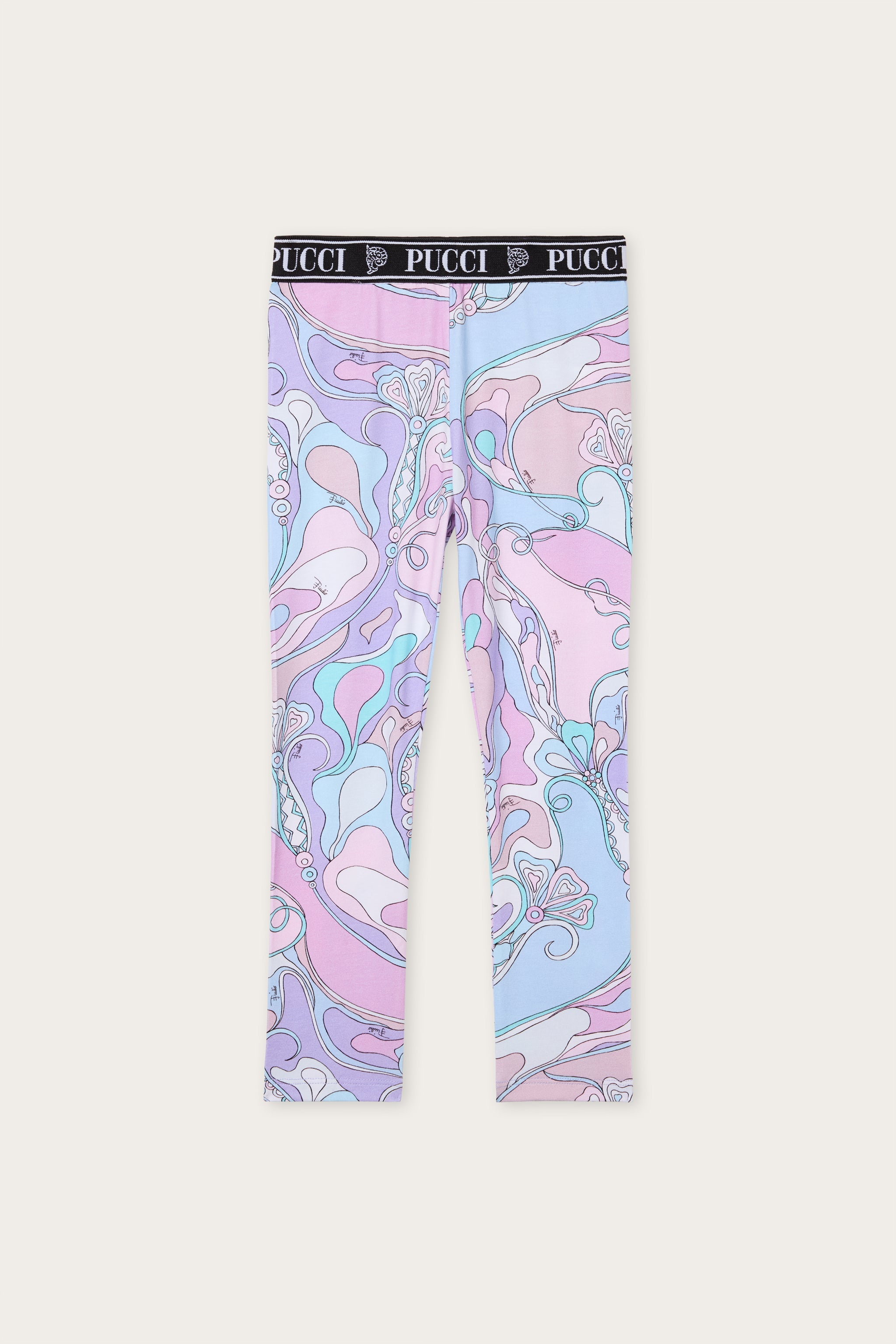 Emilio Pucci Orchidee leggings fille rose bleu coton